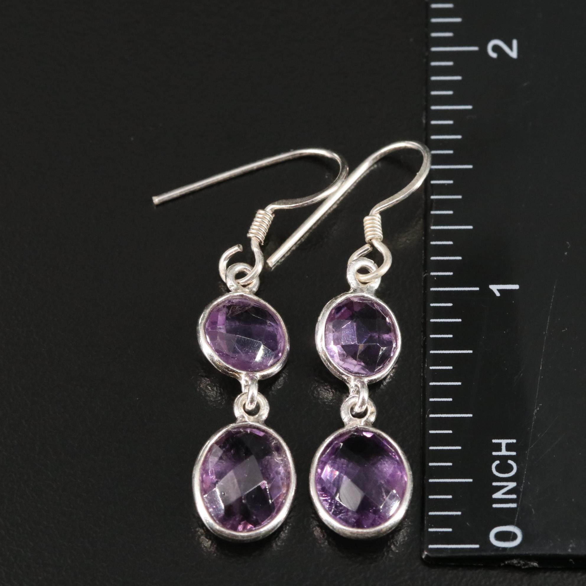 Sterling Amethyst Dangle Earrings