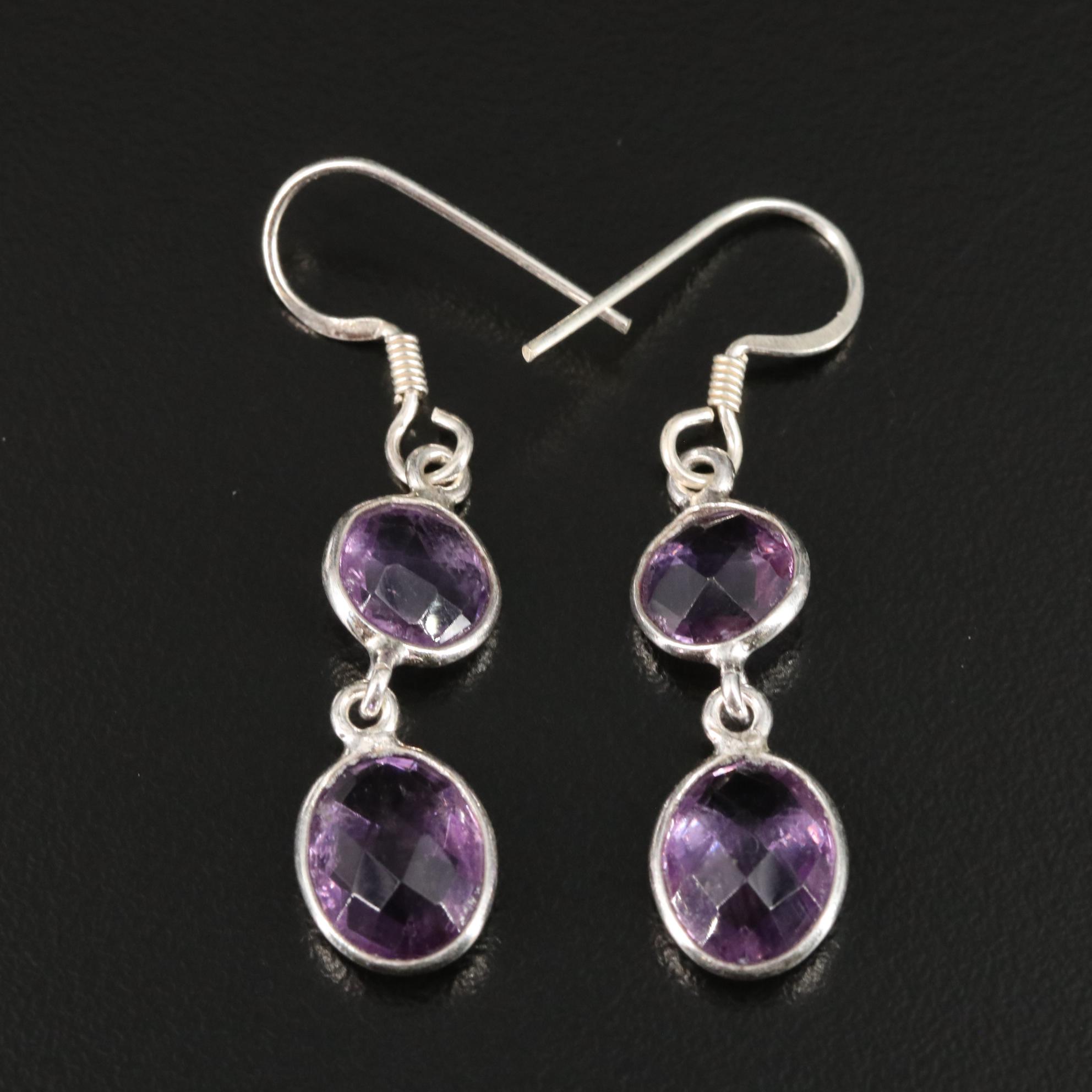 Sterling Amethyst Dangle Earrings
