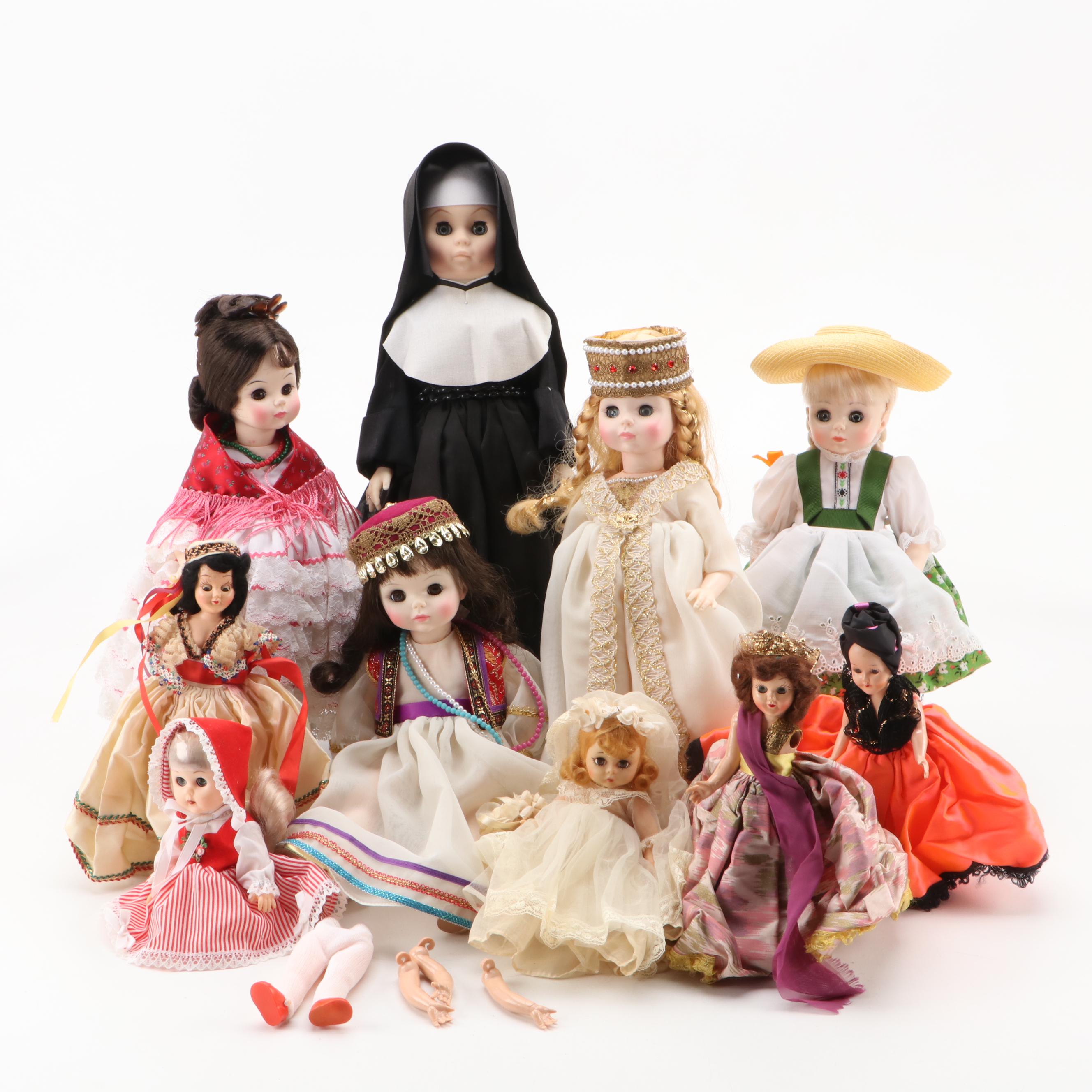 Madame Alexander with Genuine Nun Doll "Sister of Notre Dame" and Other Dolls