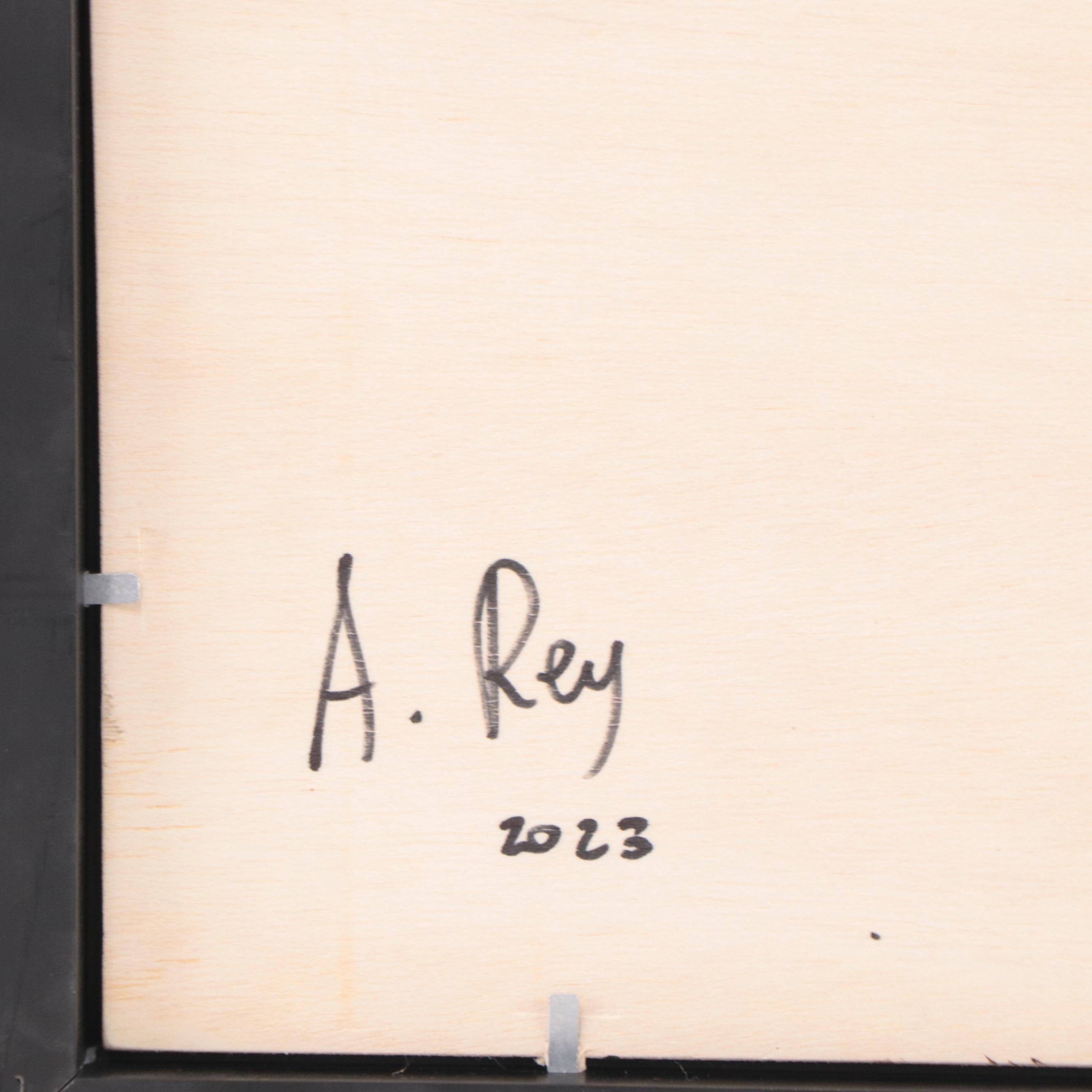 Agnes Rey Oil Painting of a Landscape with a Cow, 2023