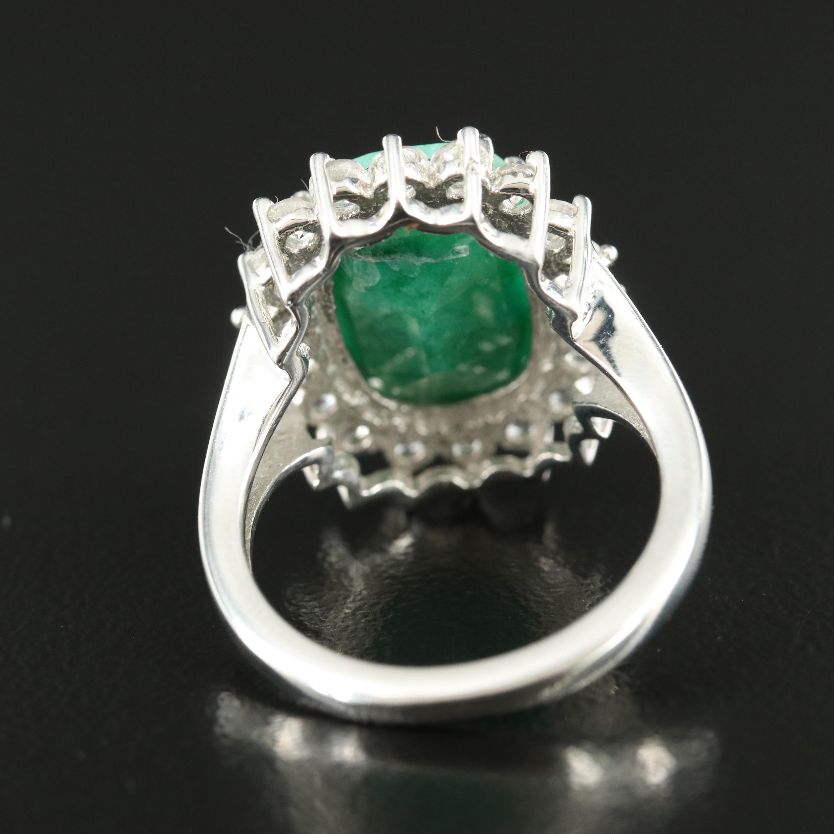 Sterling Emerald and White Topaz Ring