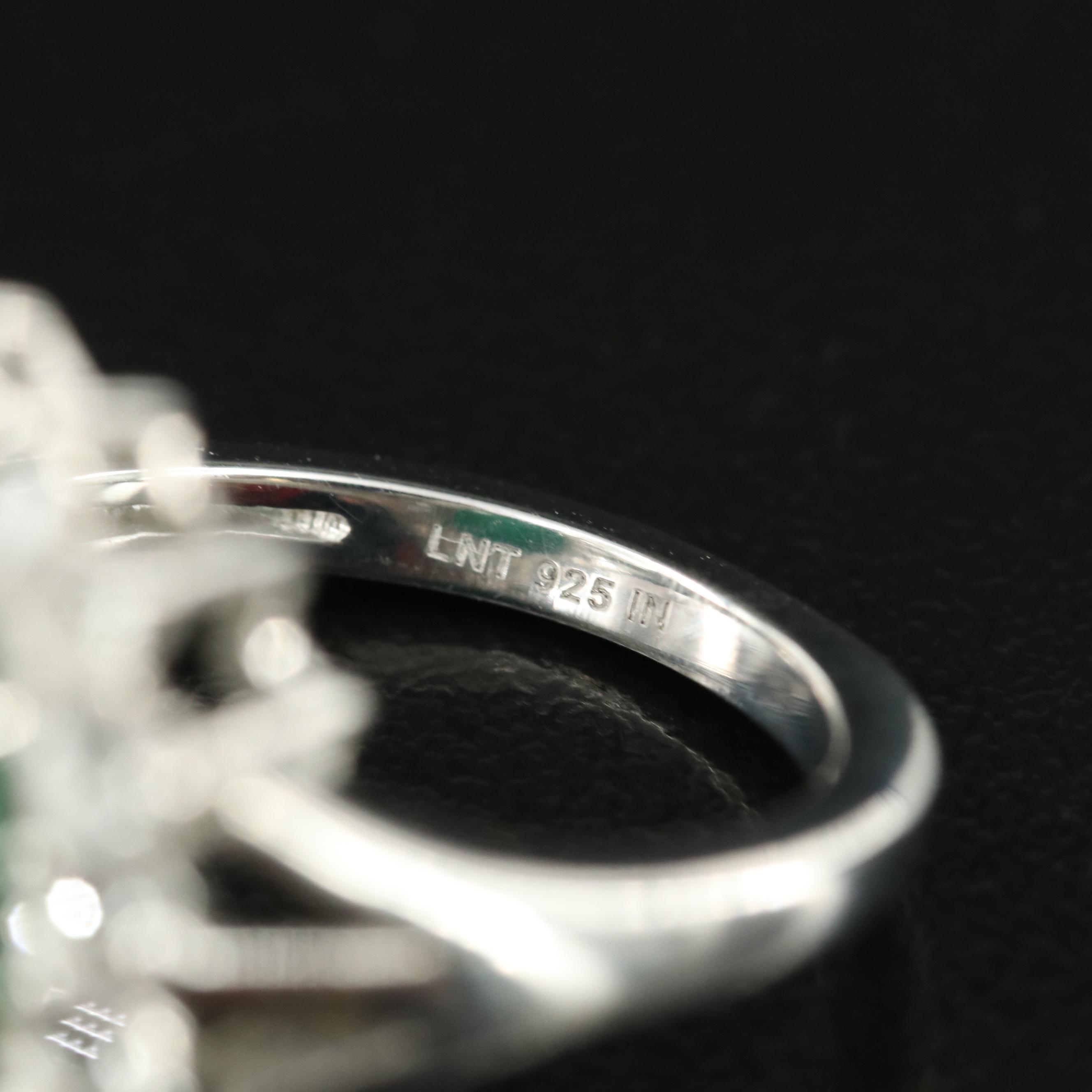 Sterling Emerald and White Topaz Ring