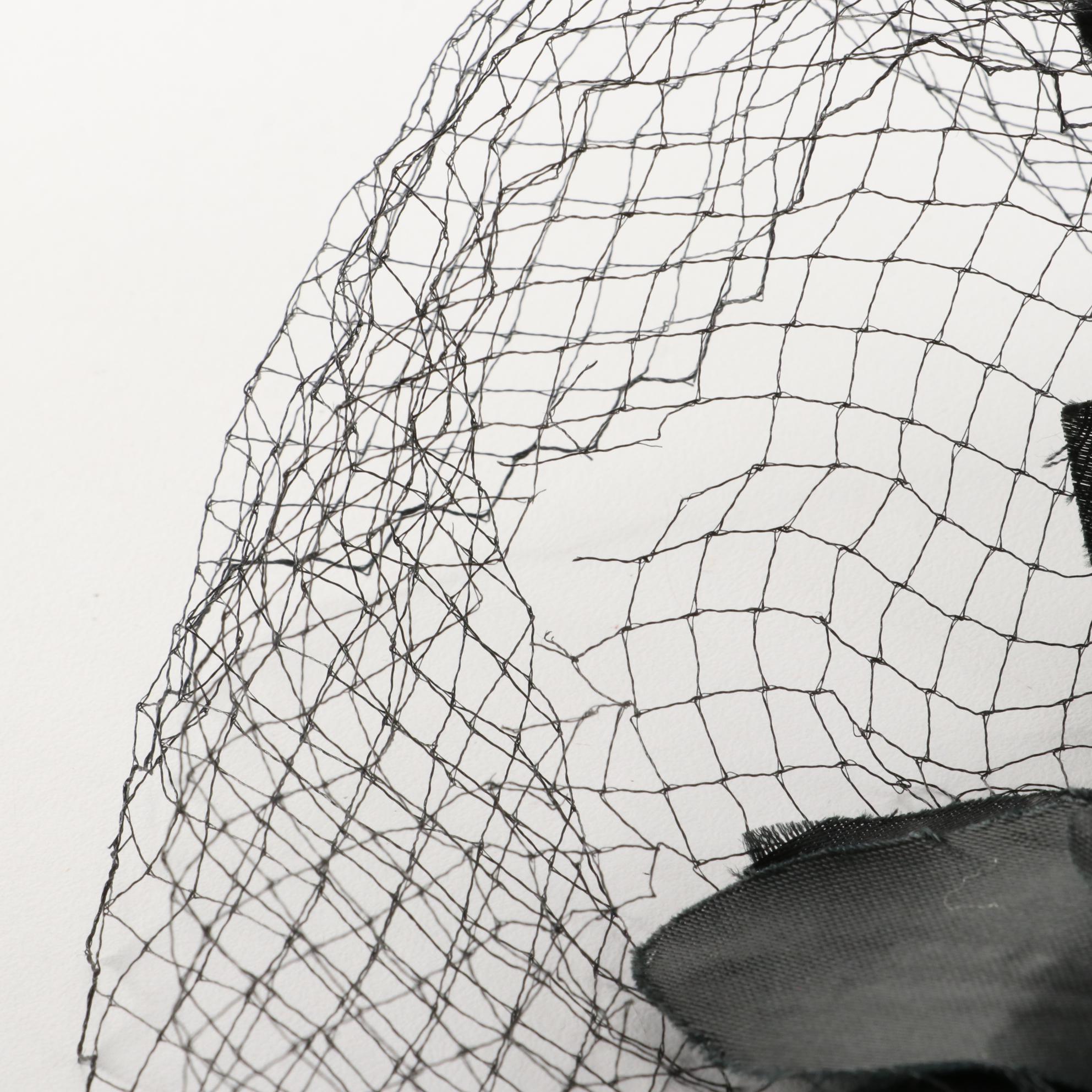 Vintage Mesh Whimsy Hat, Chicken Feather and Rabbit Fur Headbands, and Fur Calot