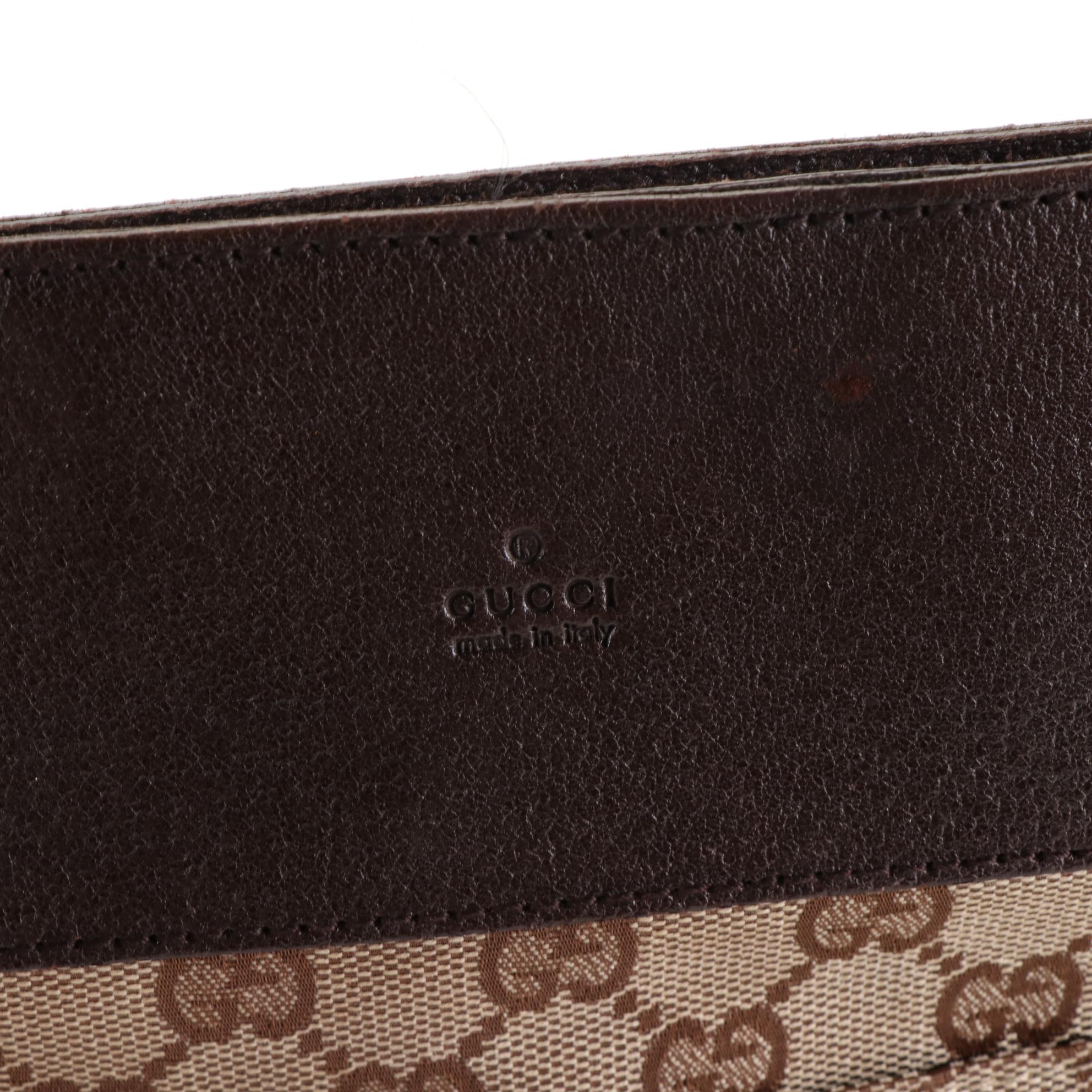 Gucci Flat Crossbody Bag in GG Canvas and Cinghiale Leather