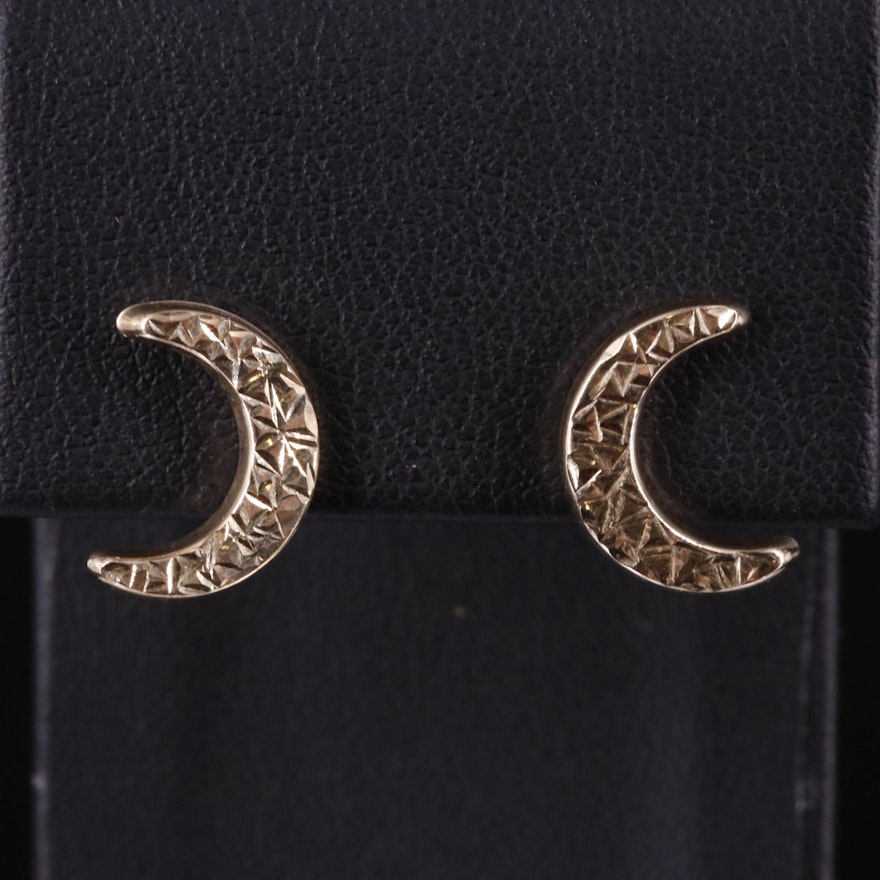 10K Crescent Moon Stud Earrings