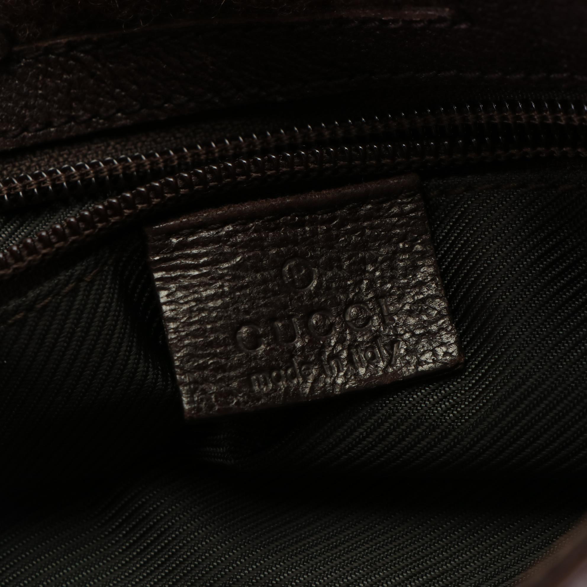 Gucci Flat Crossbody Bag in GG Canvas and Cinghiale Leather