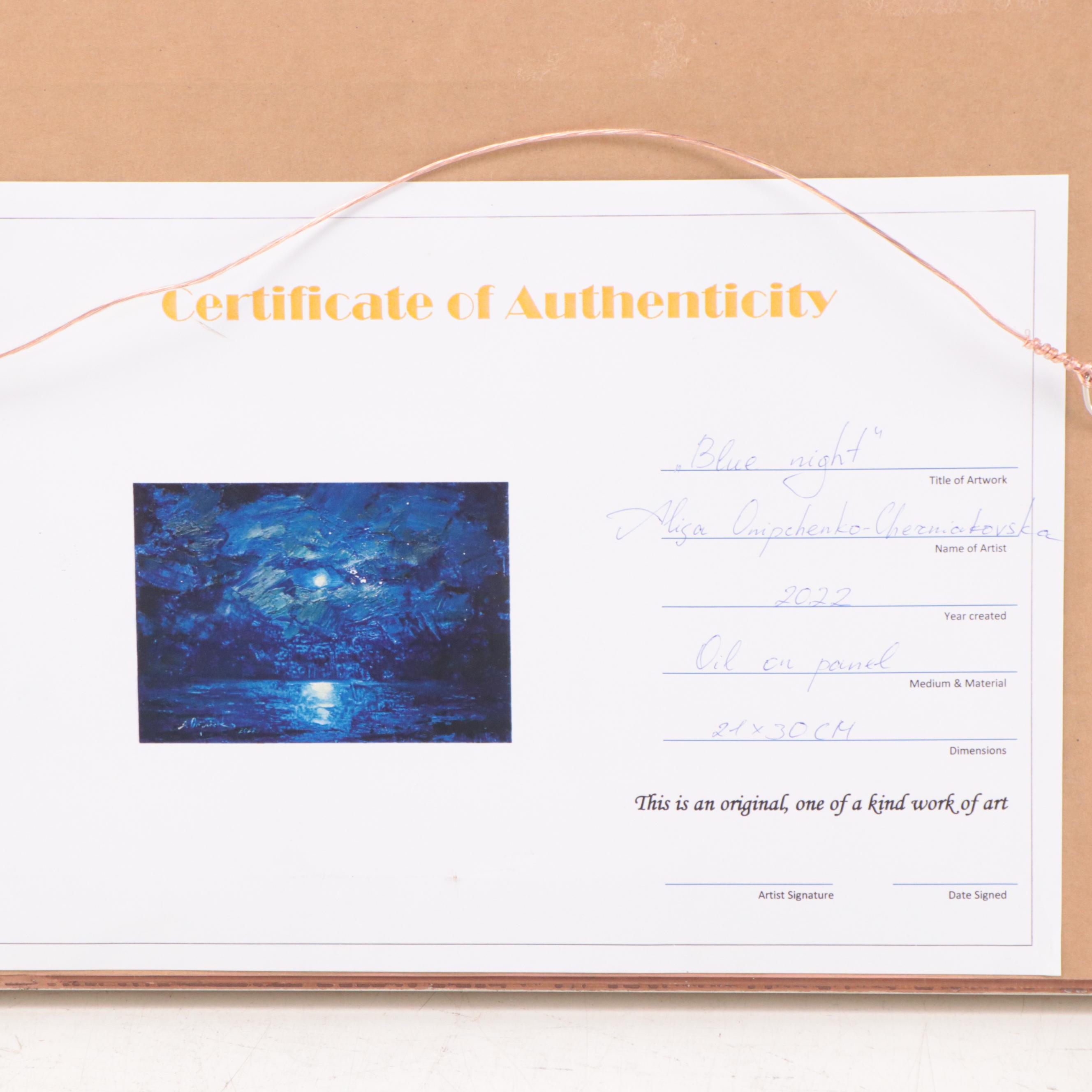 Alisa Onipchenko-Cheznickovska Oil Painting "Blue Night," 2022