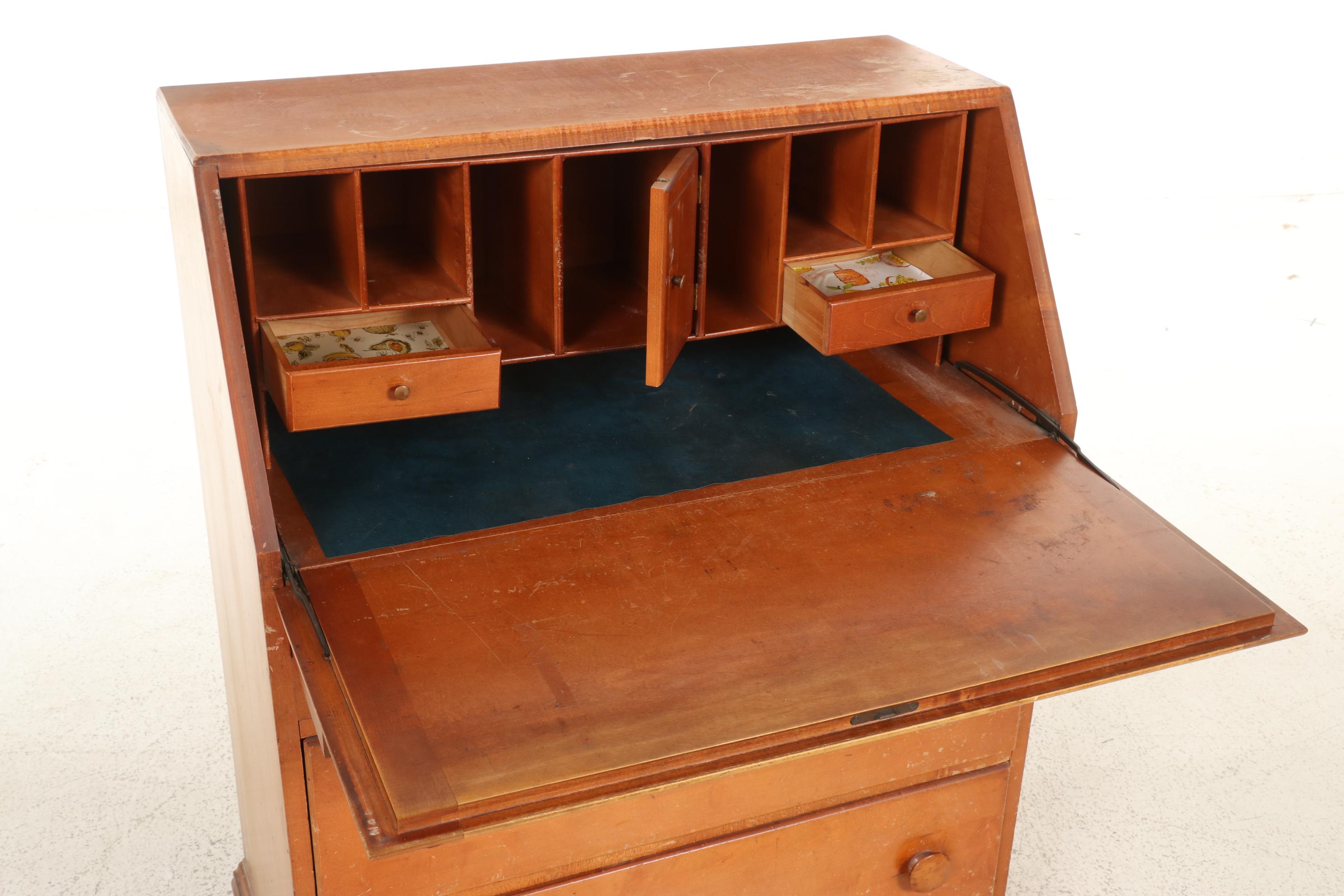 Colonial Style Maple Secretary Desk, Mid-20th Century