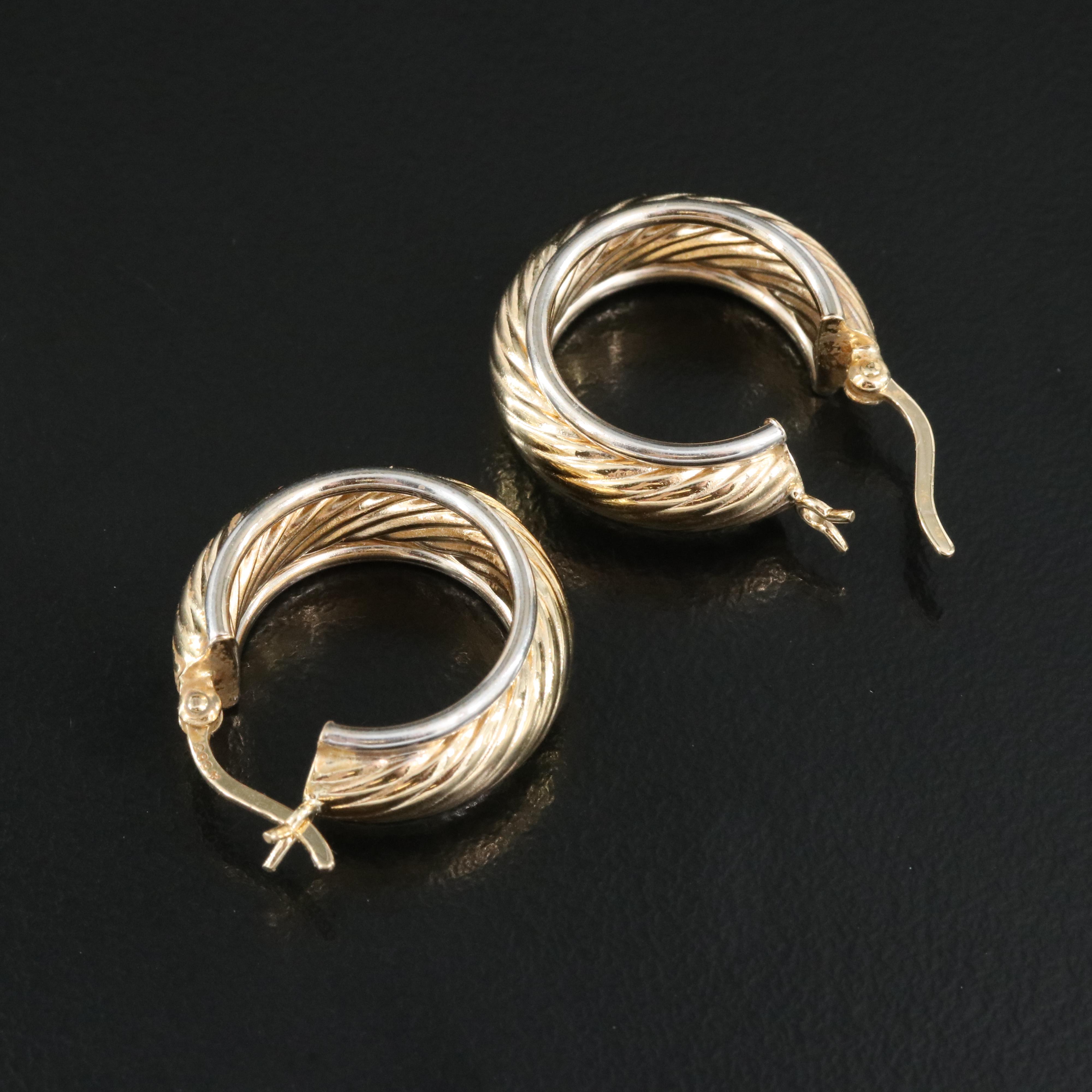 14K Two-Tone Hoop Earrings