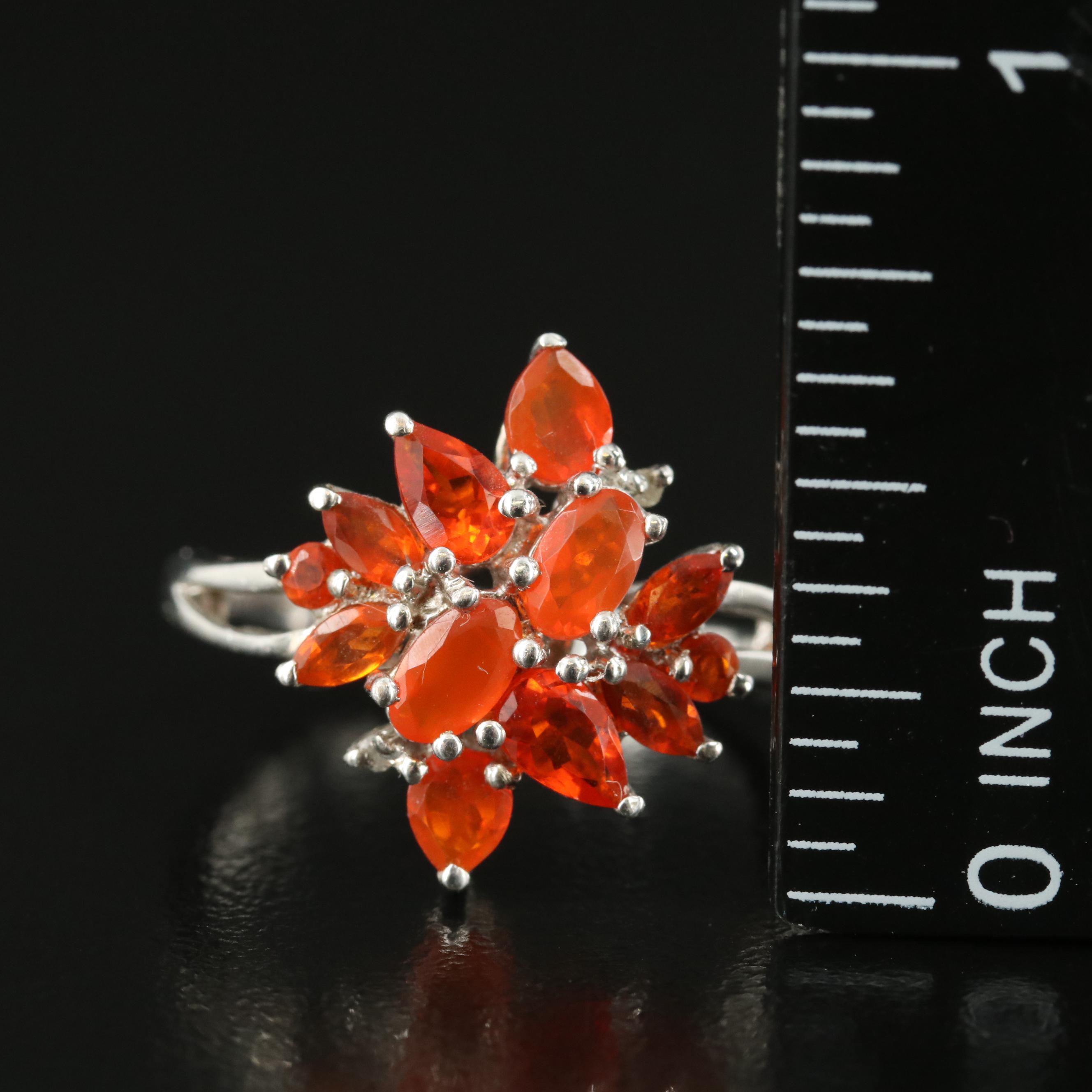 Sterling Opal, Fire Opal and White Topaz Rings