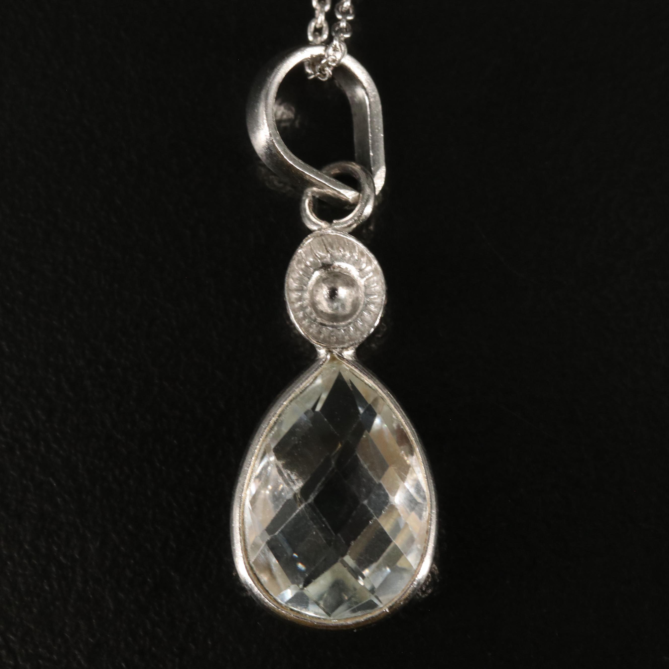 Sterling White Topaz Drop Pendant Necklace