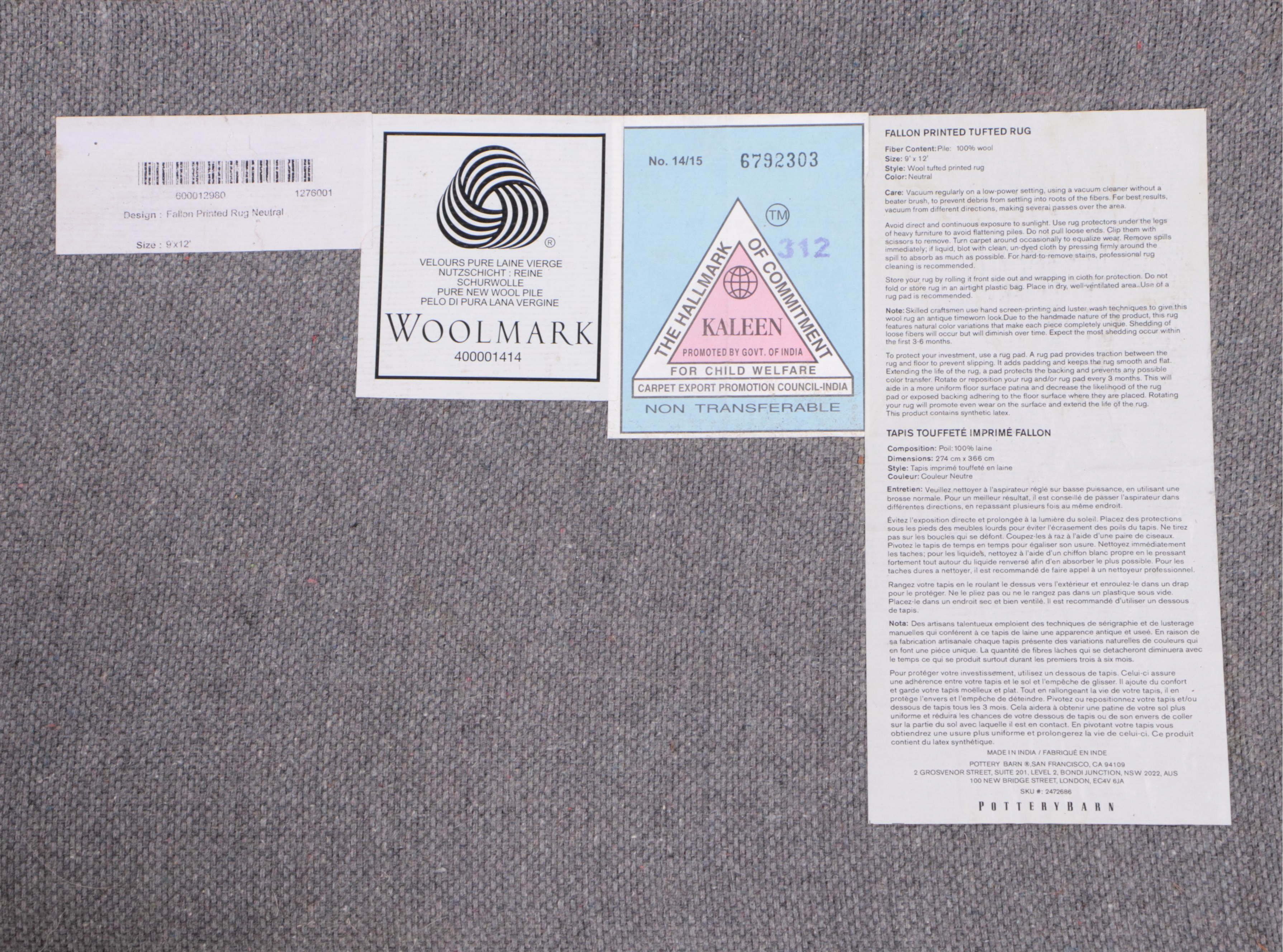 9' x 12' Machine-Made Pottery Barn Overdyed Indian Area Rug