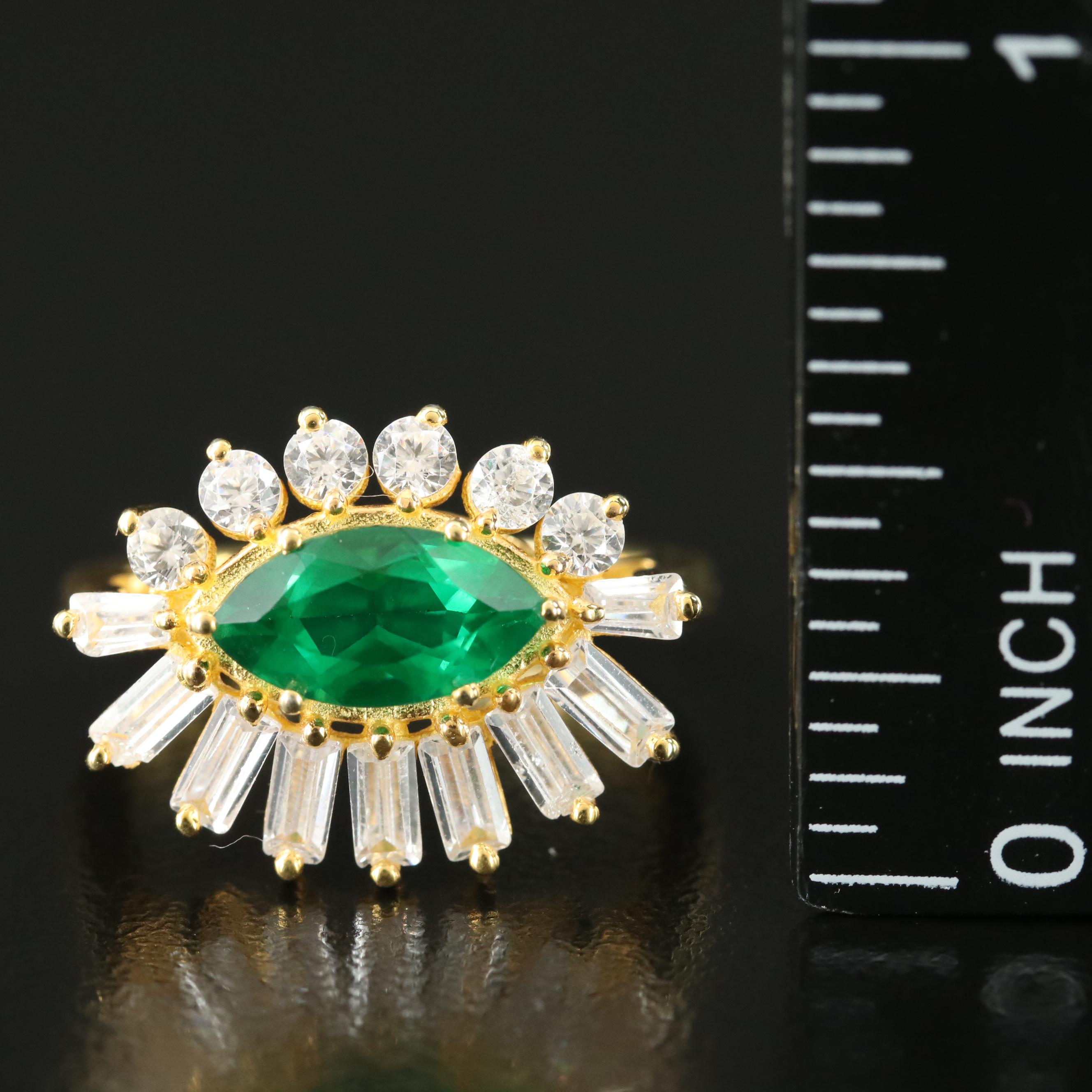 Sterling Cubic Zirconia and Glass Ring