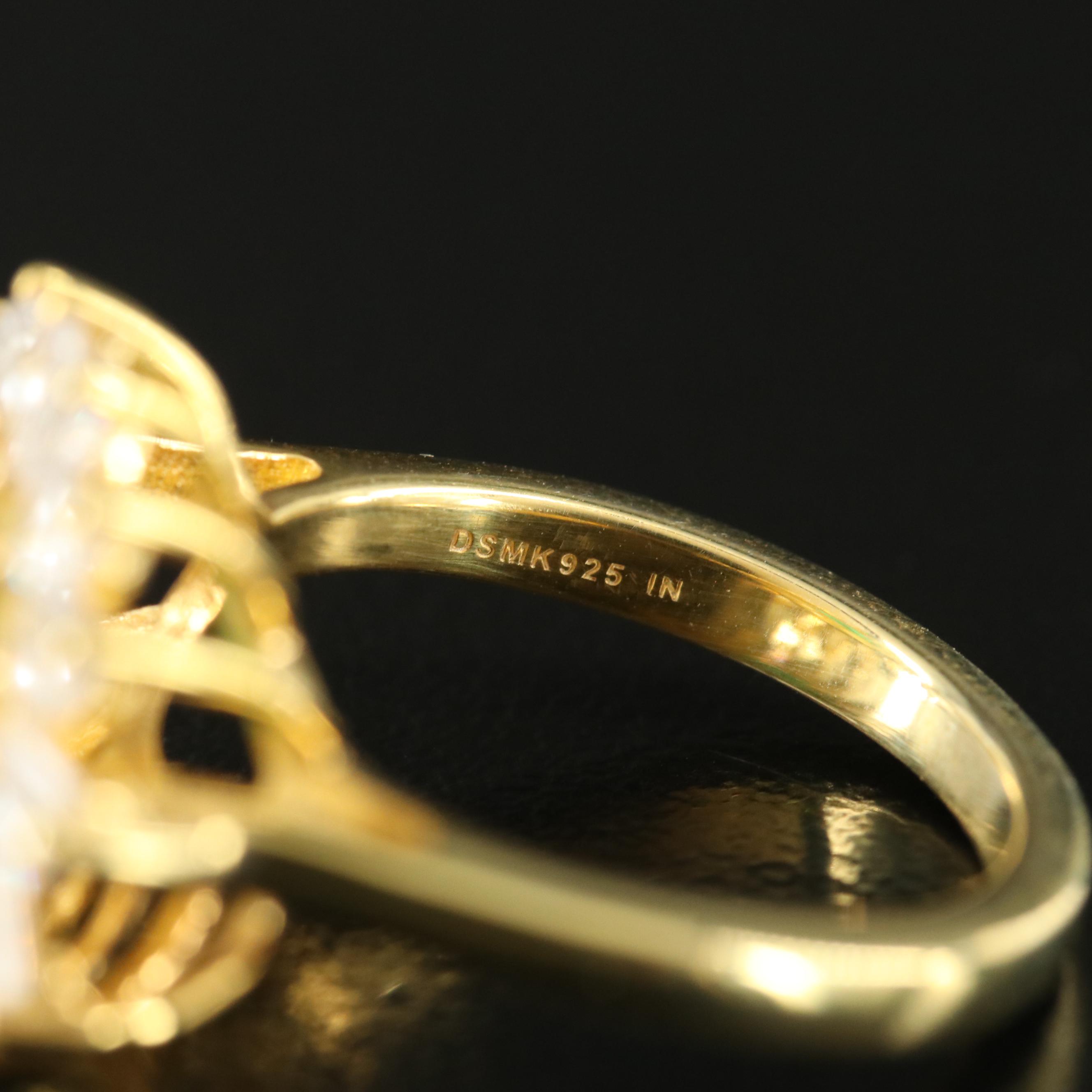 Sterling Cubic Zirconia and Glass Ring