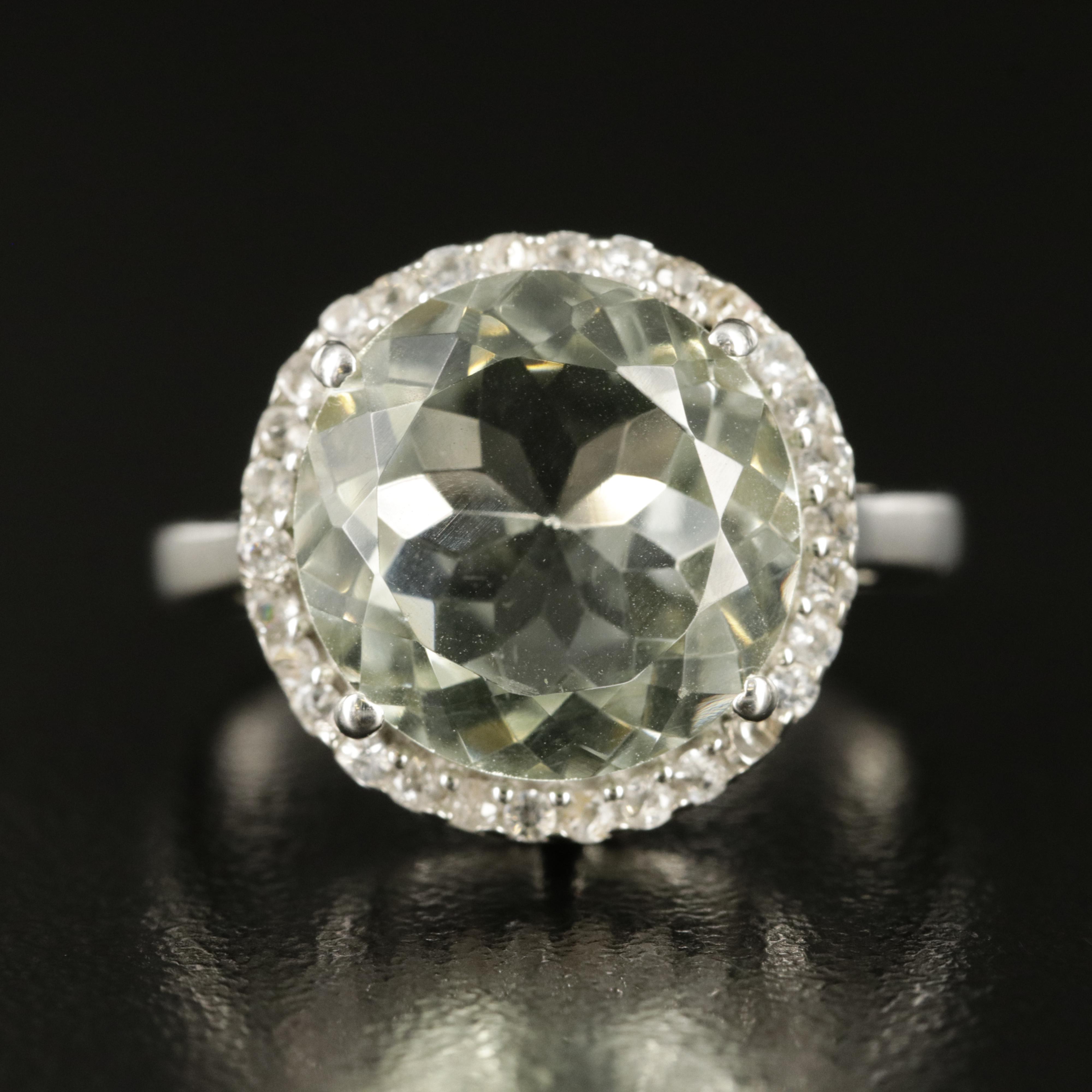 Sterling Prasiolite and Topaz Ring