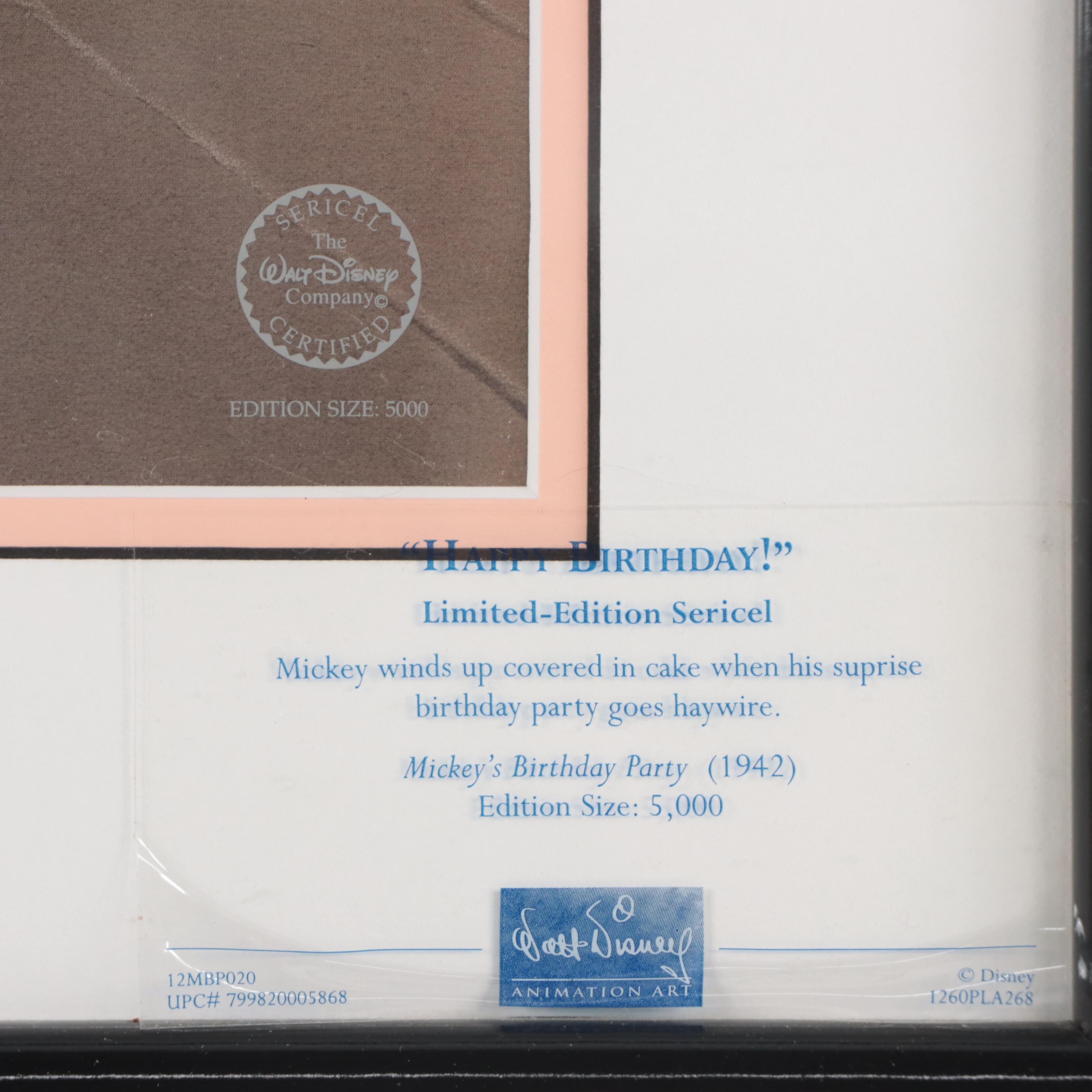 Disney Sericel Signed by Character Voice Artist "Happy Birthday!," 1998