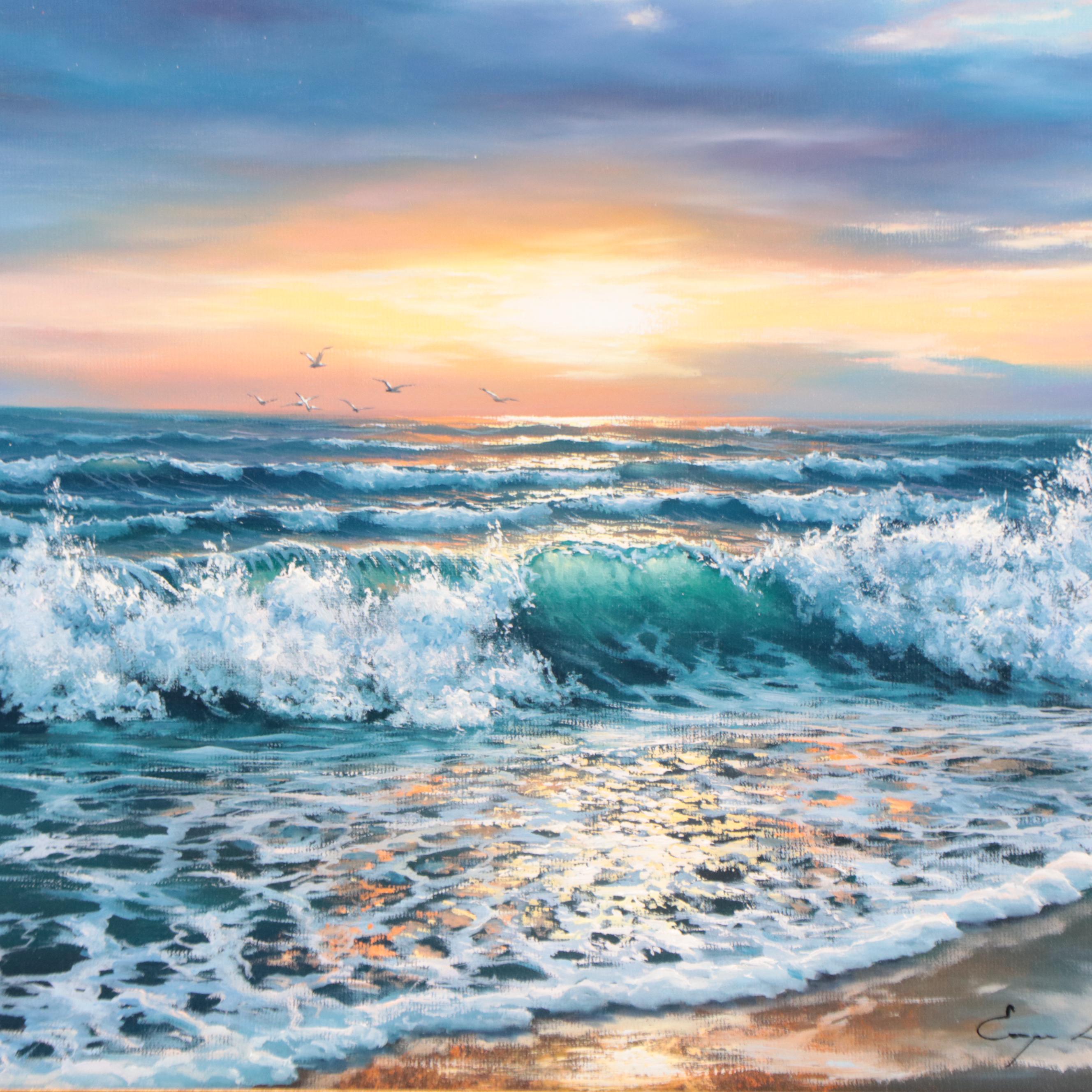 Jevgenijus Litvinas Oil Painting "Sea Coast," 2023