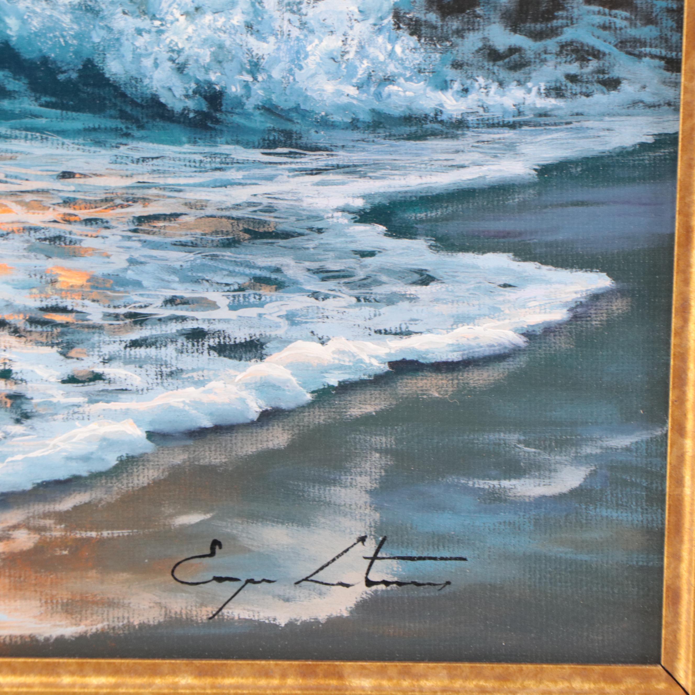 Jevgenijus Litvinas Oil Painting "Sea Coast," 2023