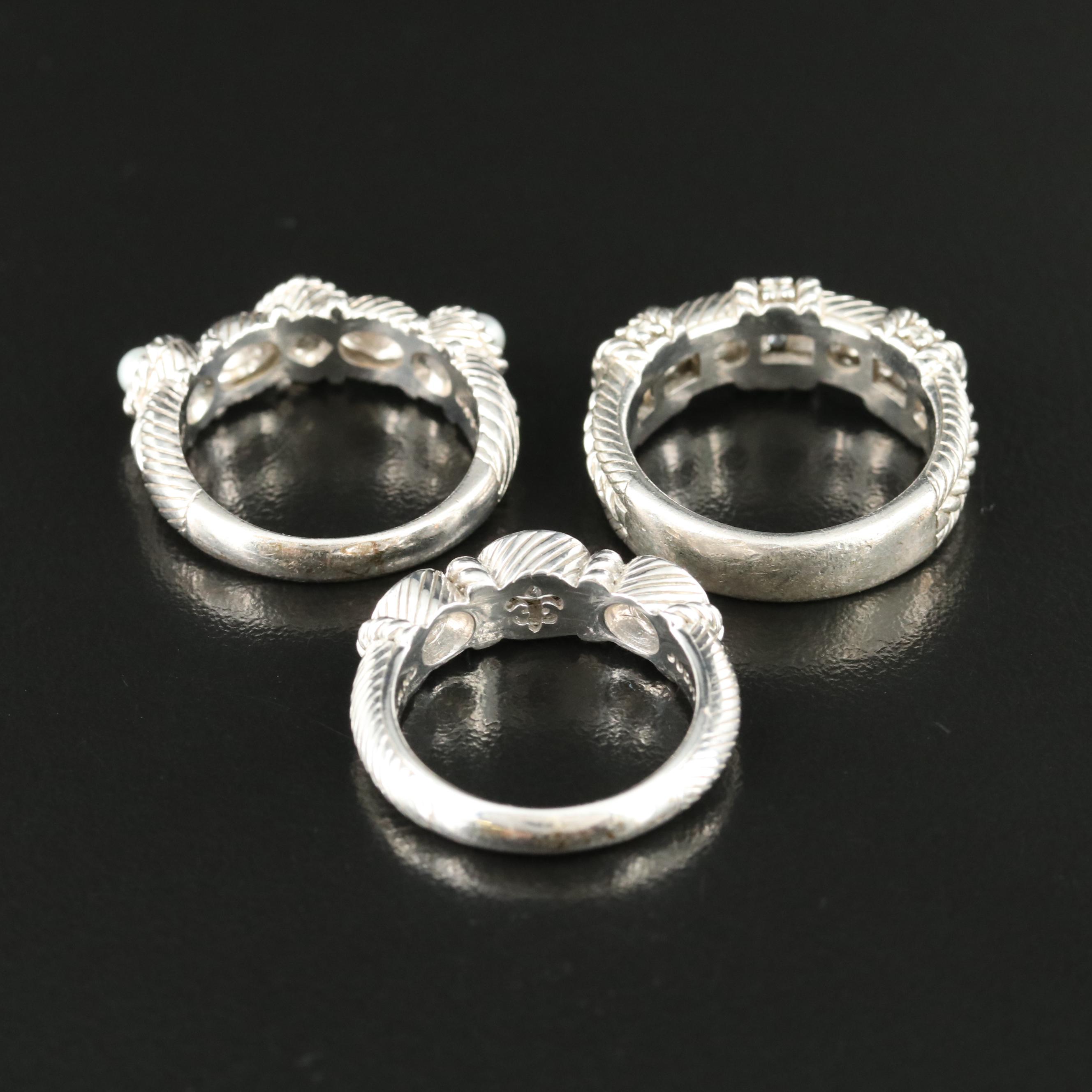 Judith Ripka Sterling Pearl and Cubic Zirconia Rings