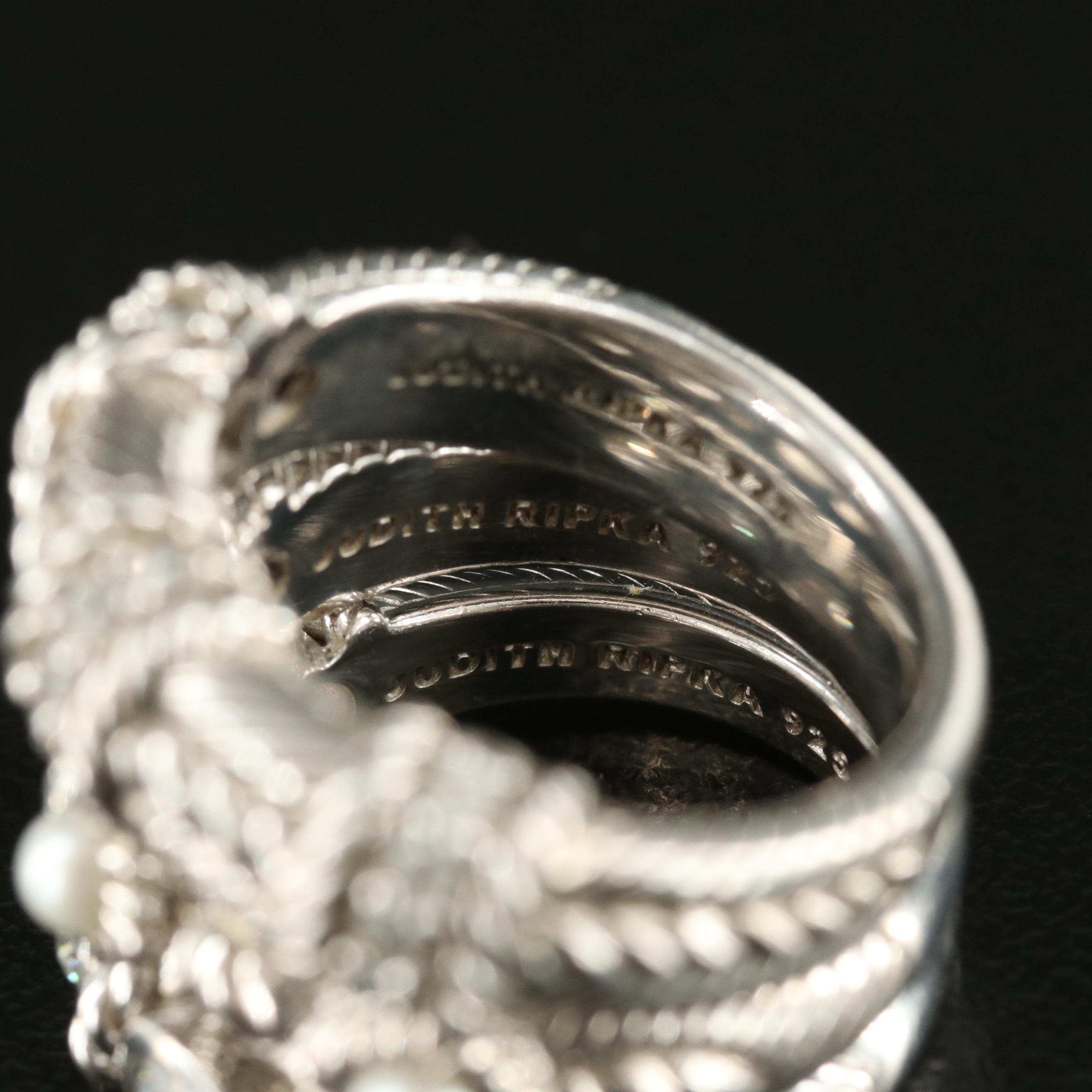 Judith Ripka Sterling Pearl and Cubic Zirconia Rings