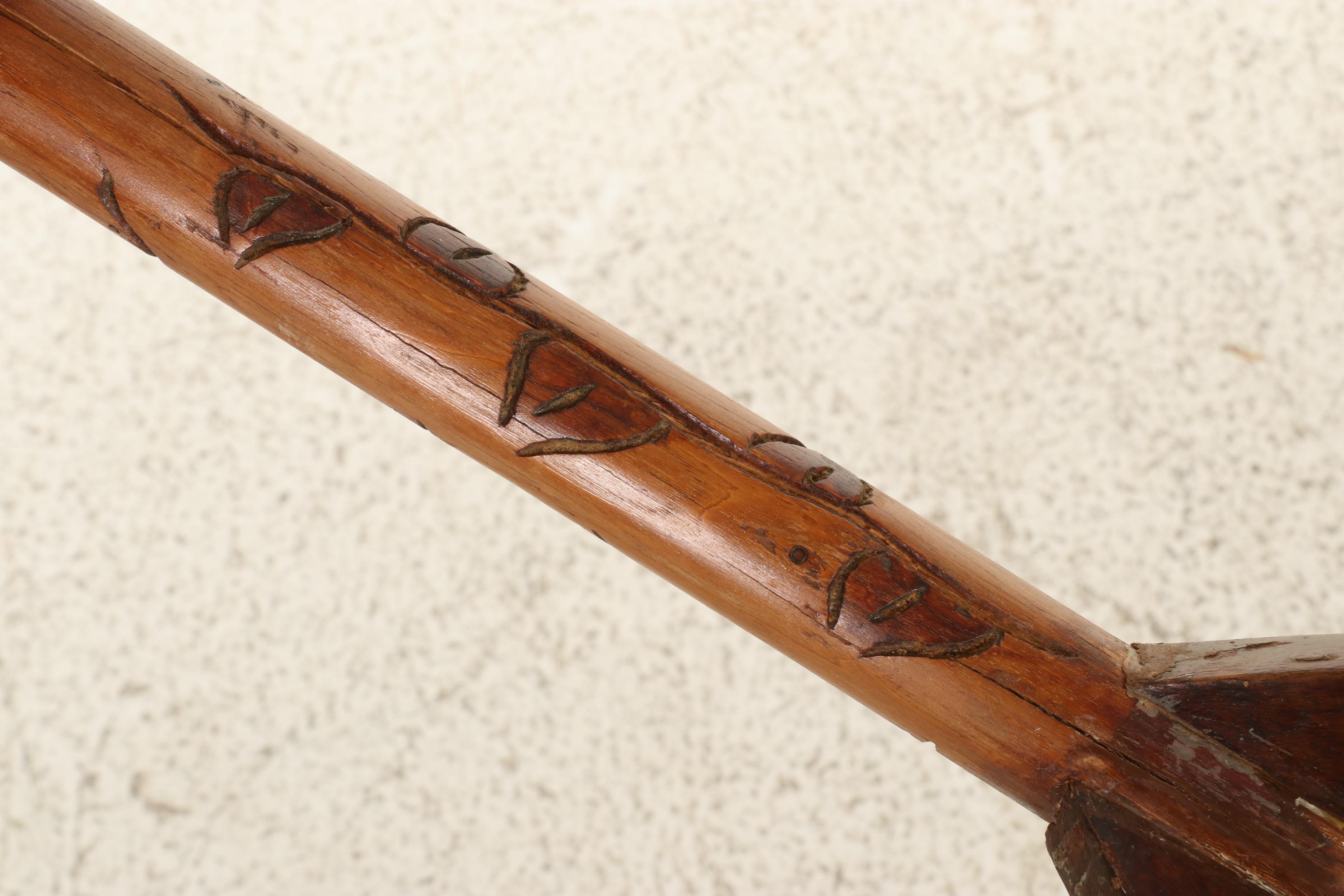 Haitian Style Folk-Carved Wooden Tilt Top Pedestal Table
