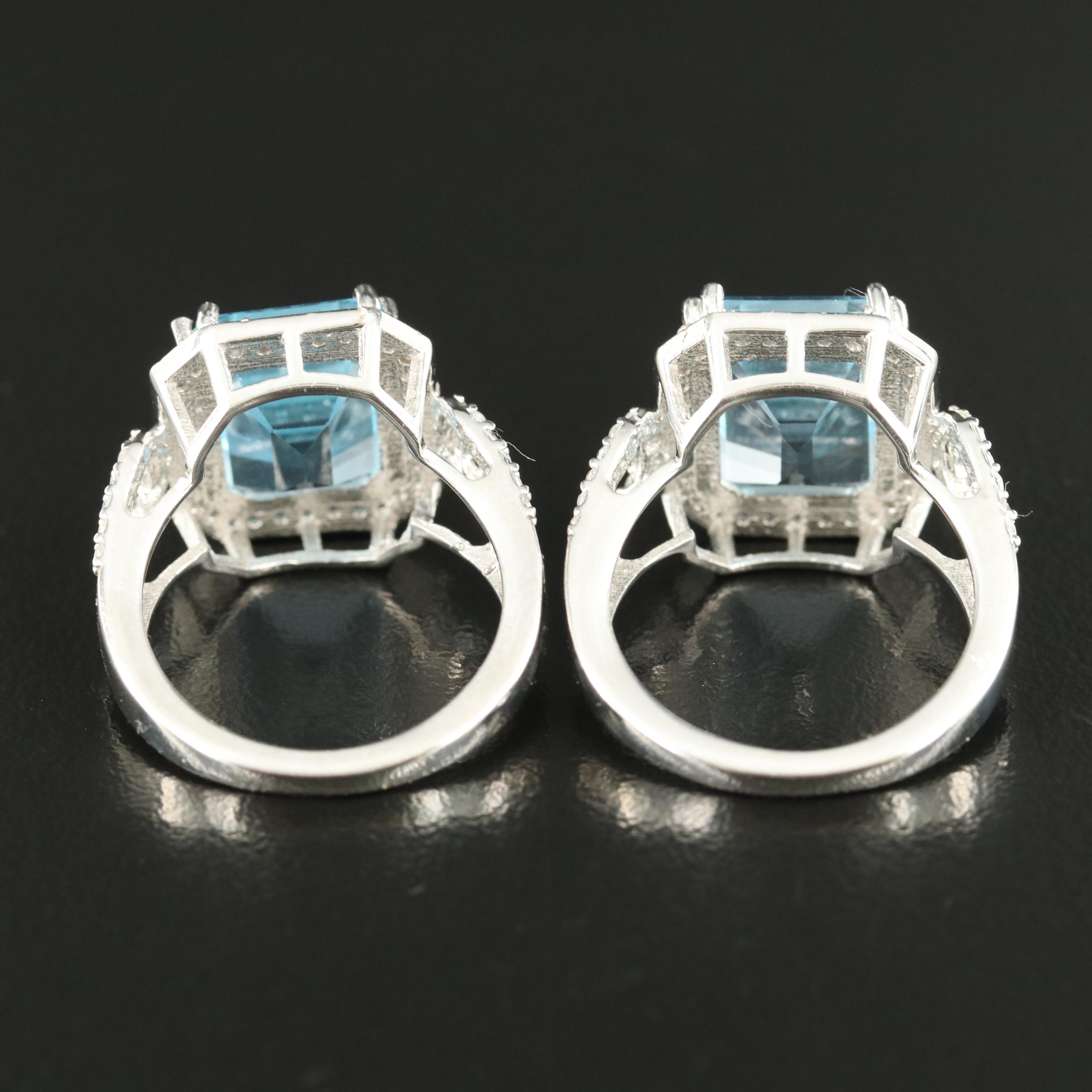 Sterling Sky Blue and White Topaz Rings