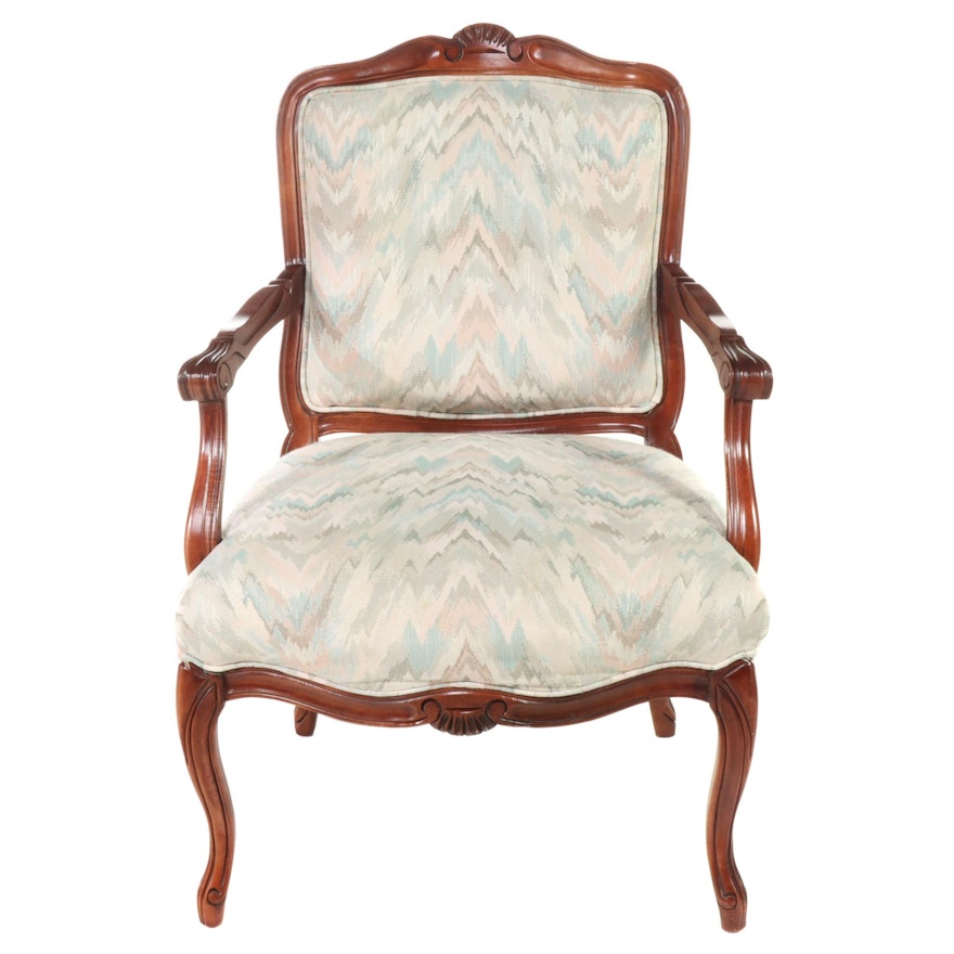 Sam Moore Furniture Louis XV Style Maple and Custom-Upholstered Fauteuil