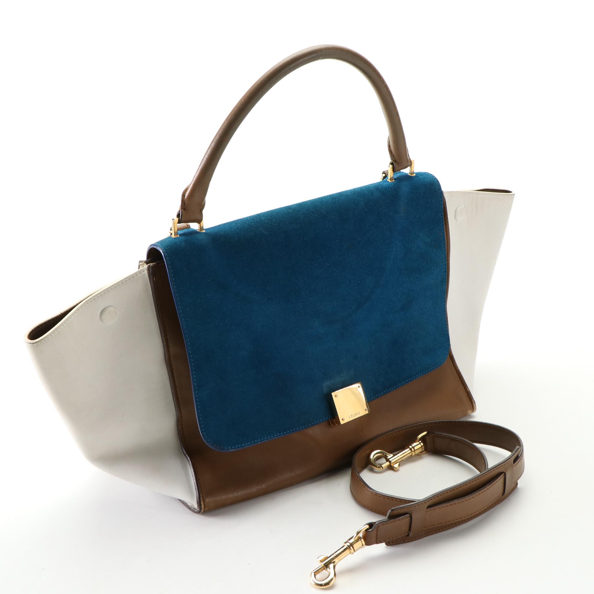 Céline Medium Trapeze Bag in Tricolor Leather and Suede