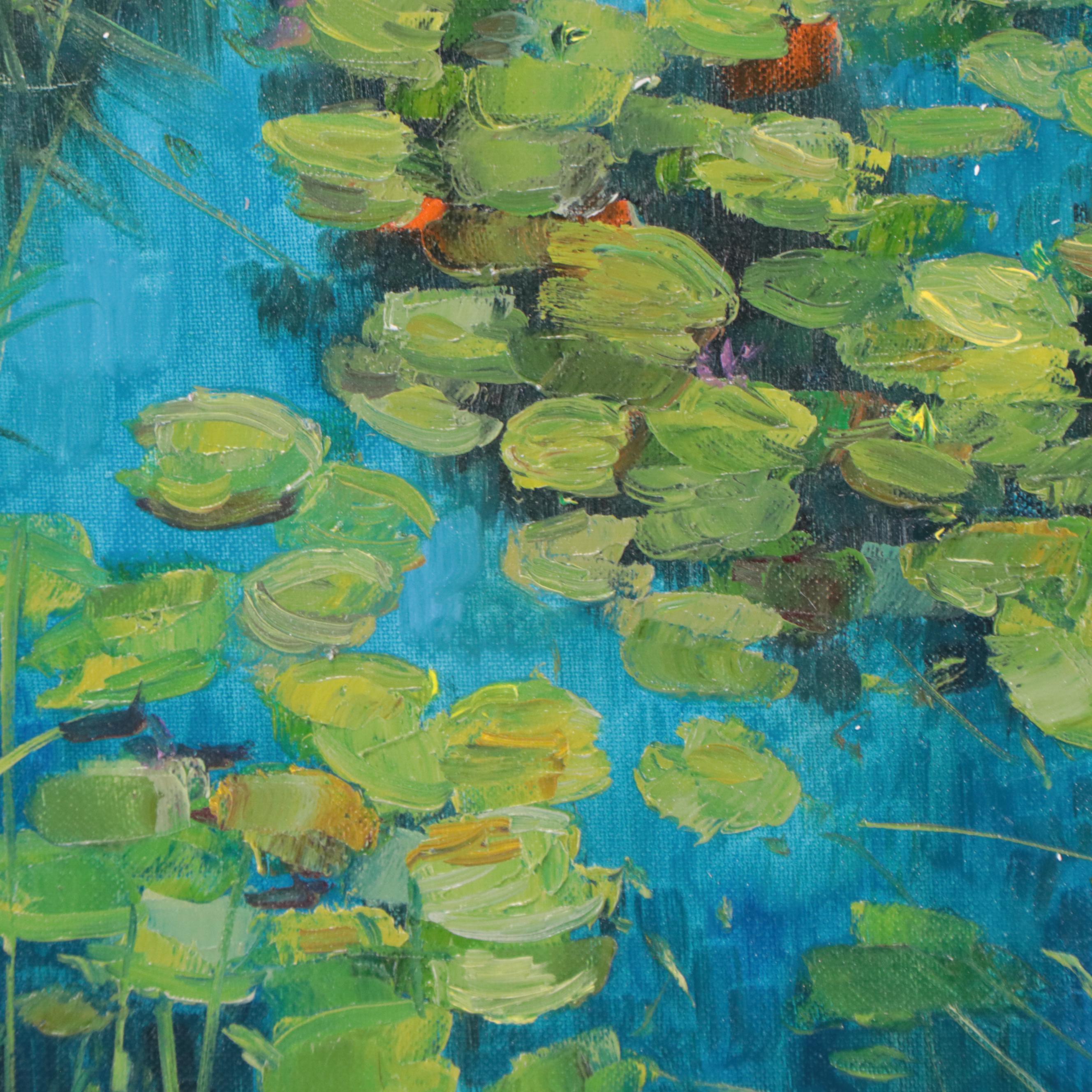 Garncarek Aleksander Oil Painting of Water Lilies "Grążele," 2023