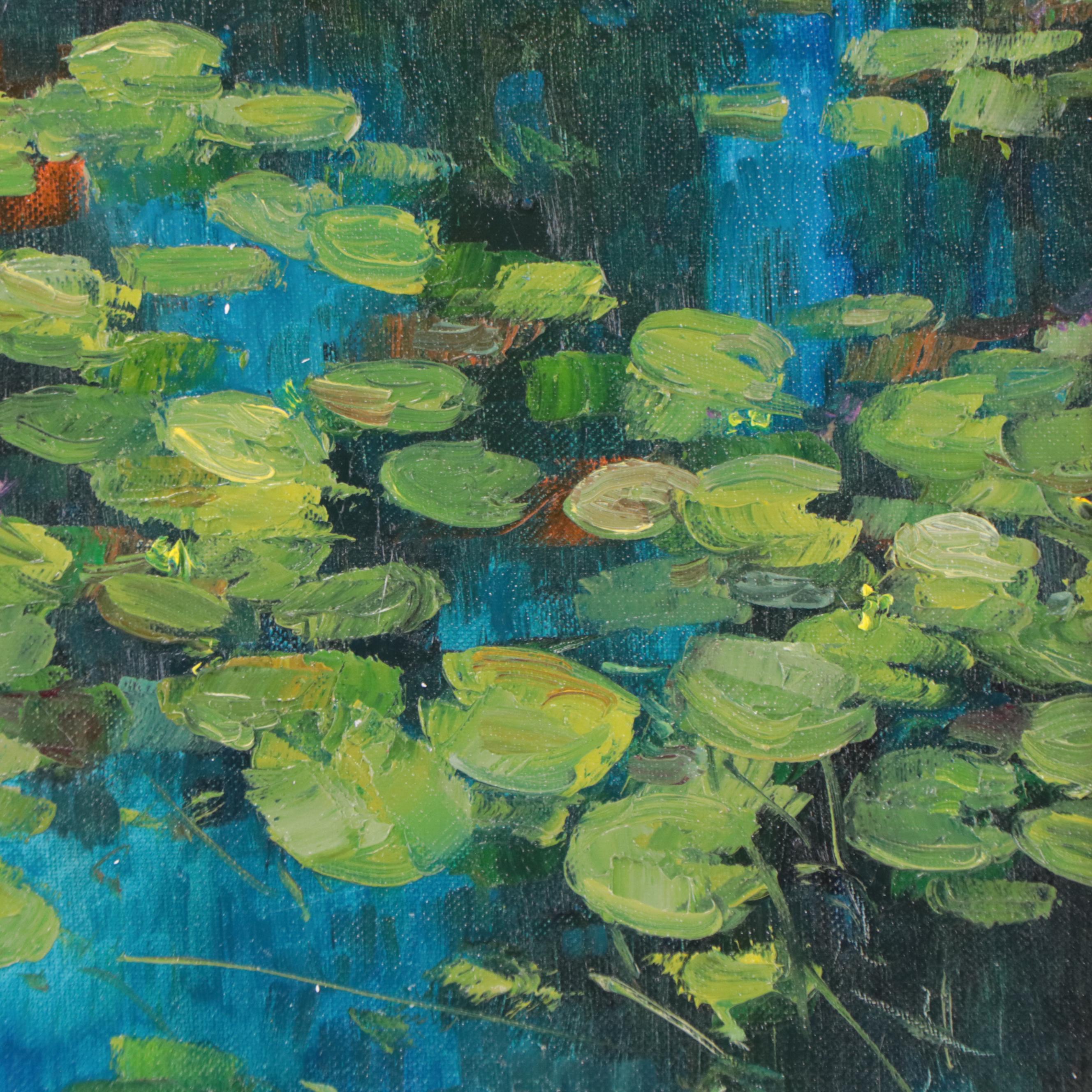 Garncarek Aleksander Oil Painting of Water Lilies "Grążele," 2023