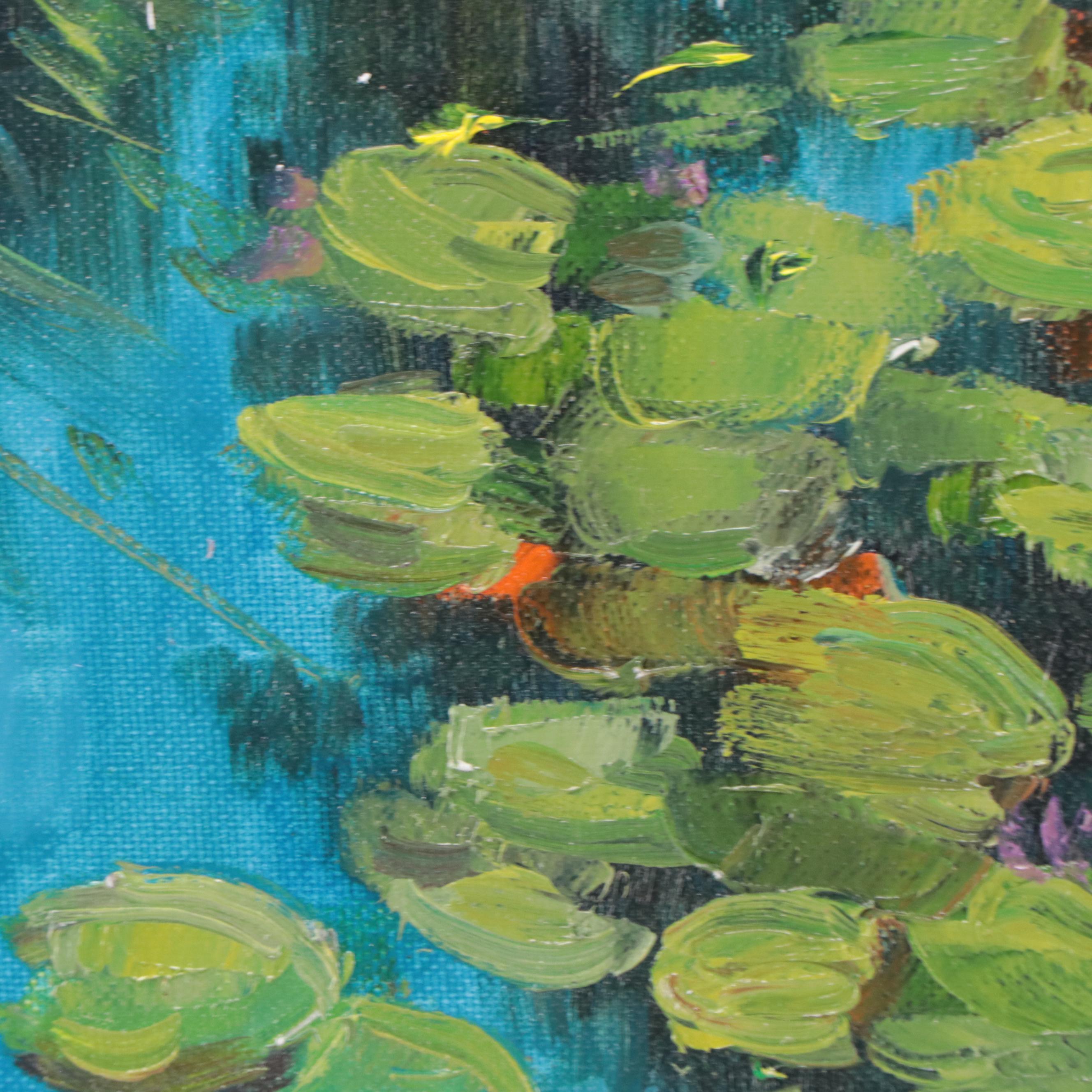 Garncarek Aleksander Oil Painting of Water Lilies "Grążele," 2023