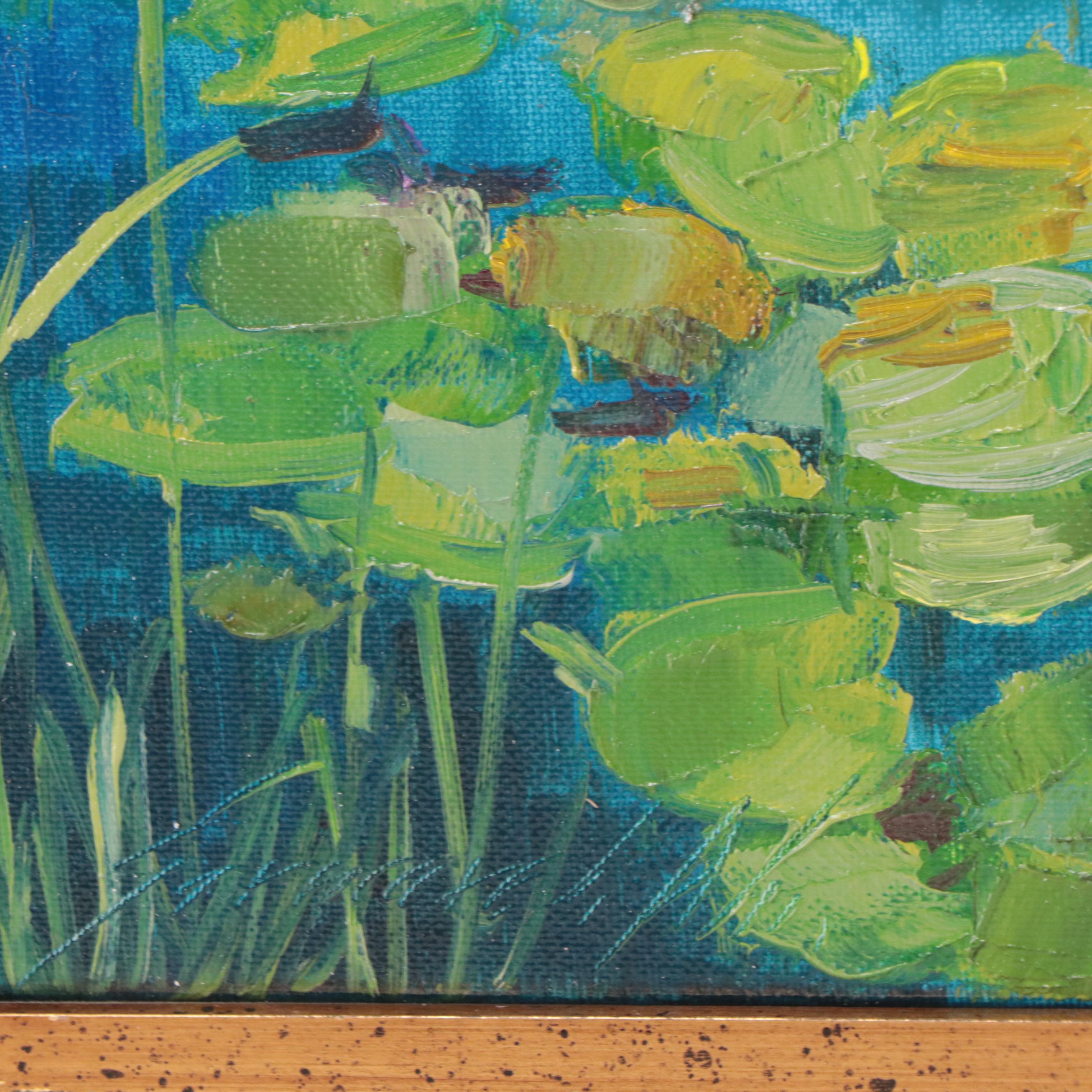 Garncarek Aleksander Oil Painting of Water Lilies "Grążele," 2023