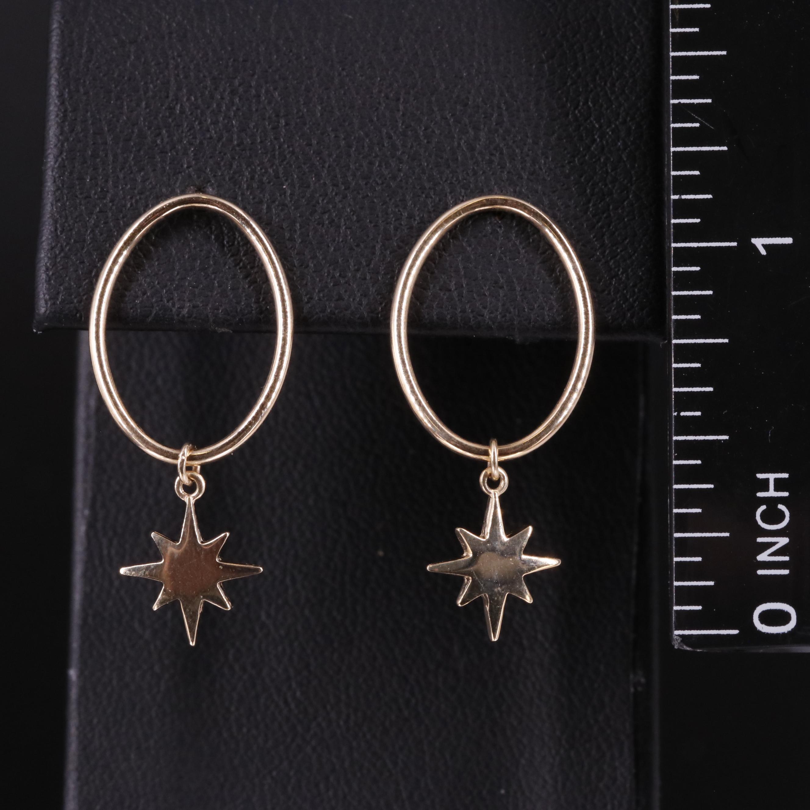 14K Star Drop Earrings