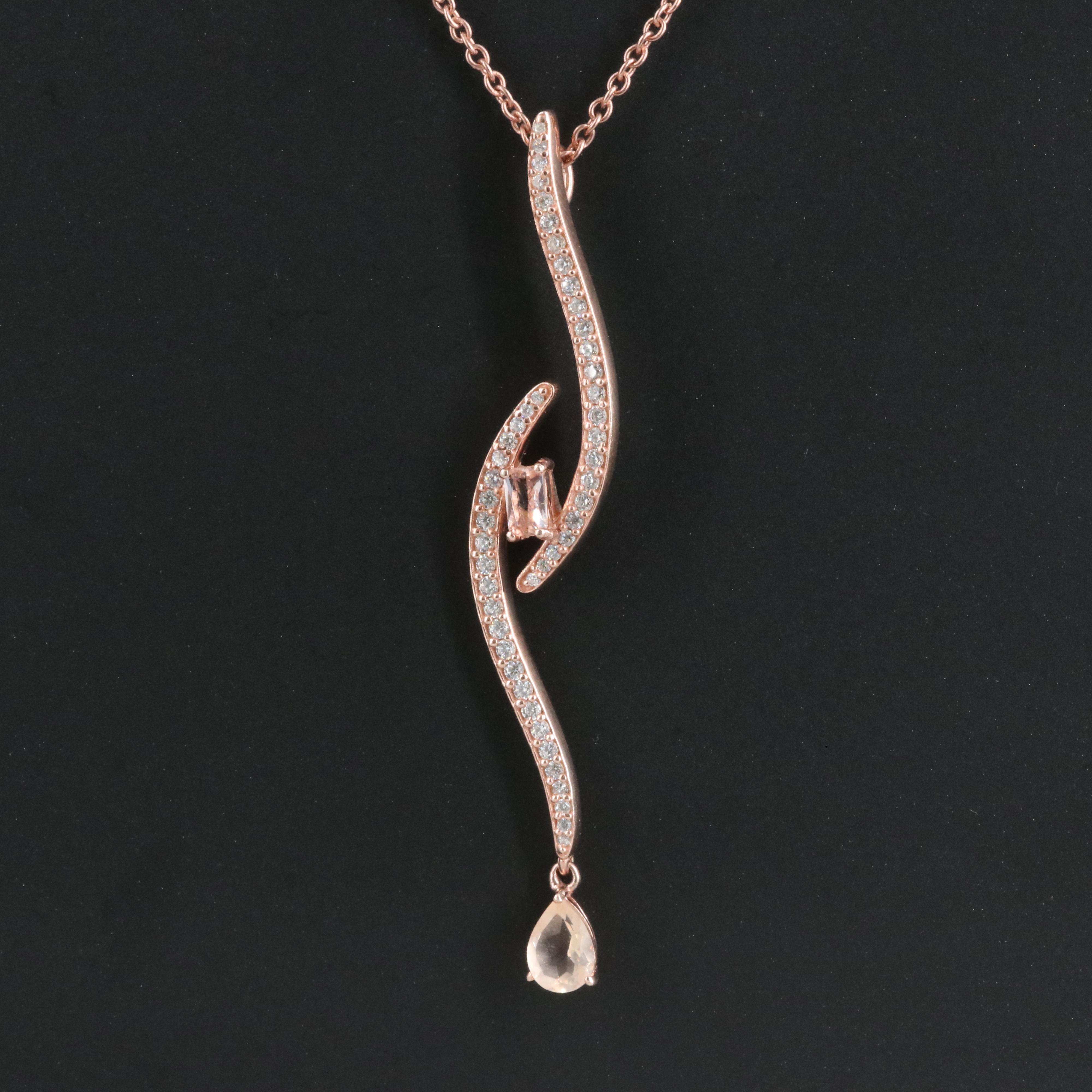 Sterling Glass and Cubic Zirconia Necklace