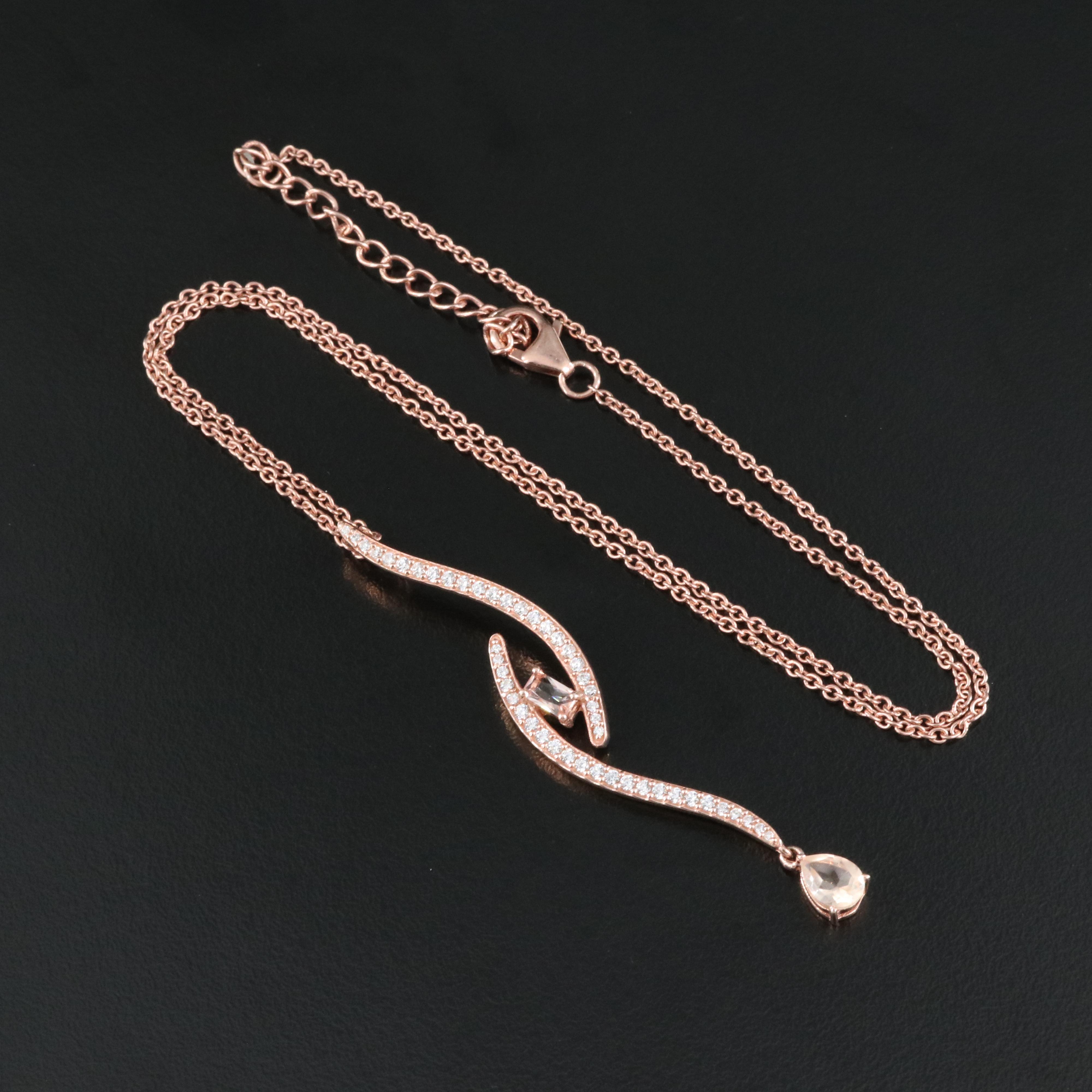 Sterling Glass and Cubic Zirconia Necklace