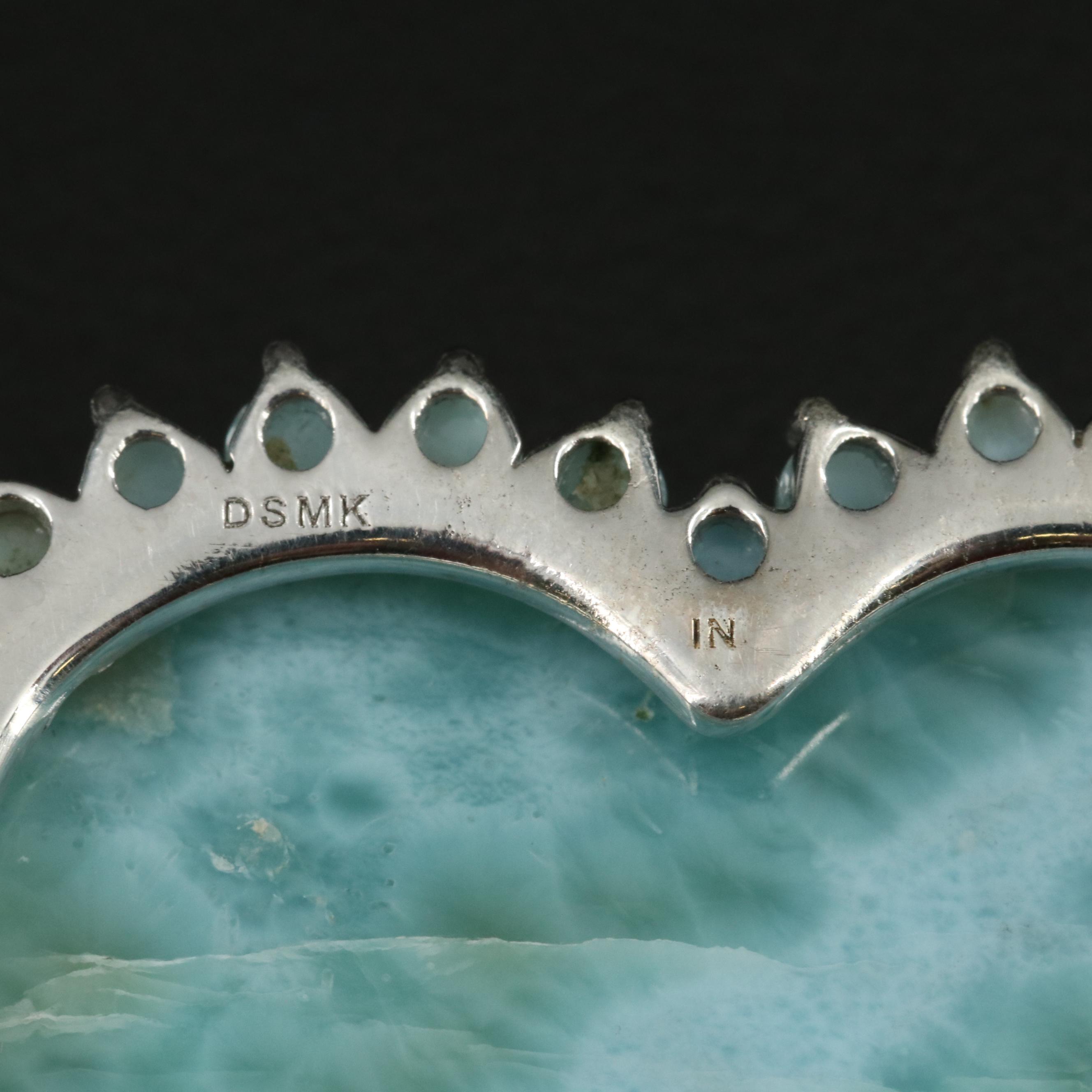 Sterling Larimar Heart Necklace