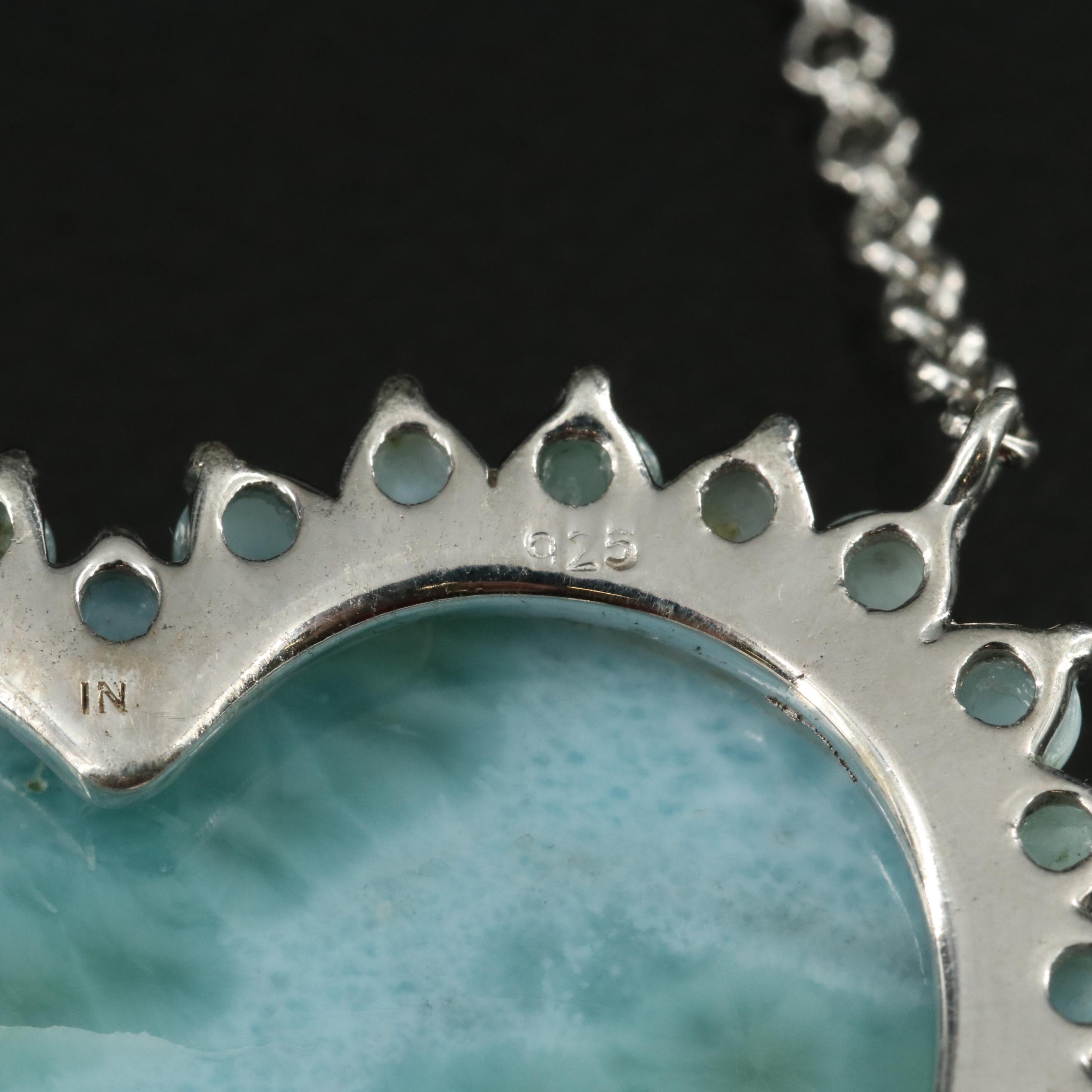 Sterling Larimar Heart Necklace