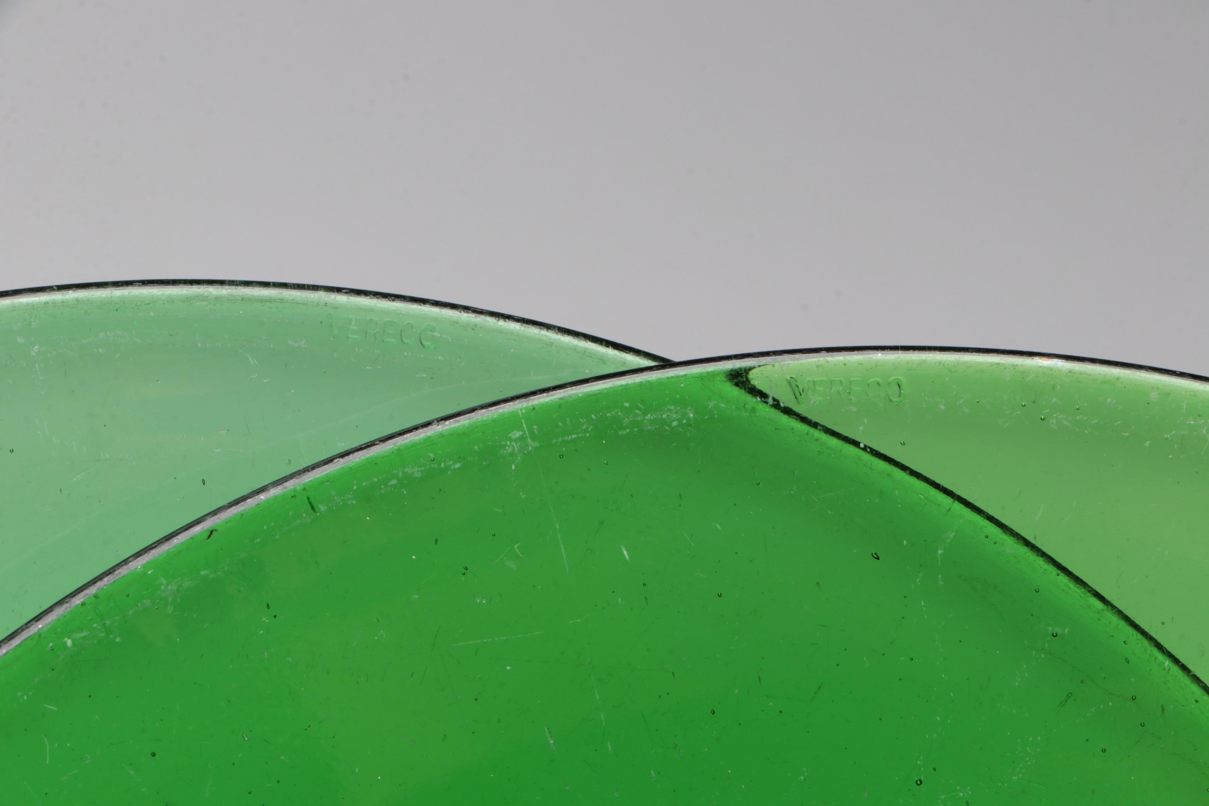 Green and Topaz Glass Tableware, Mid to Late 20th Century
