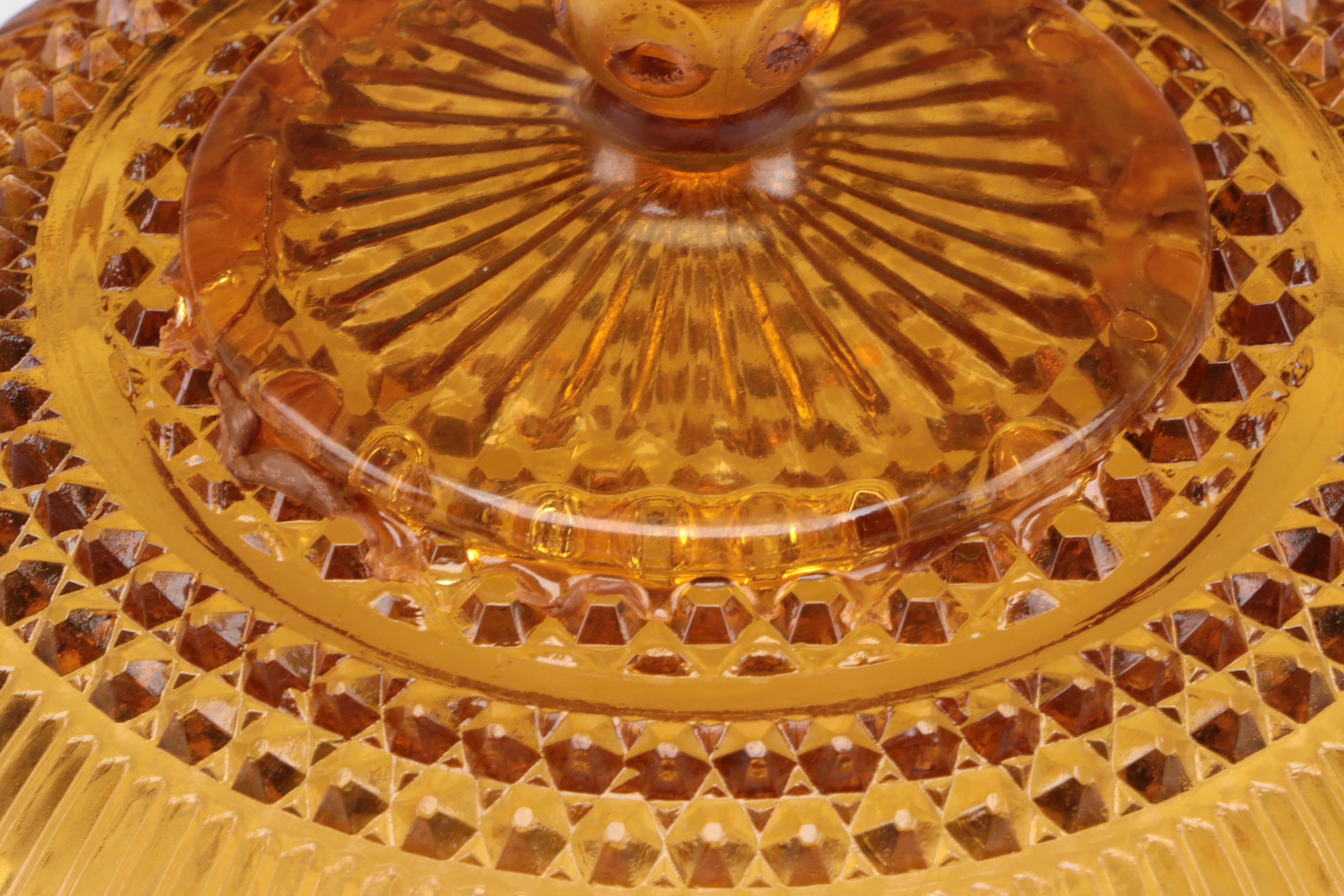 Green and Topaz Glass Tableware, Mid to Late 20th Century