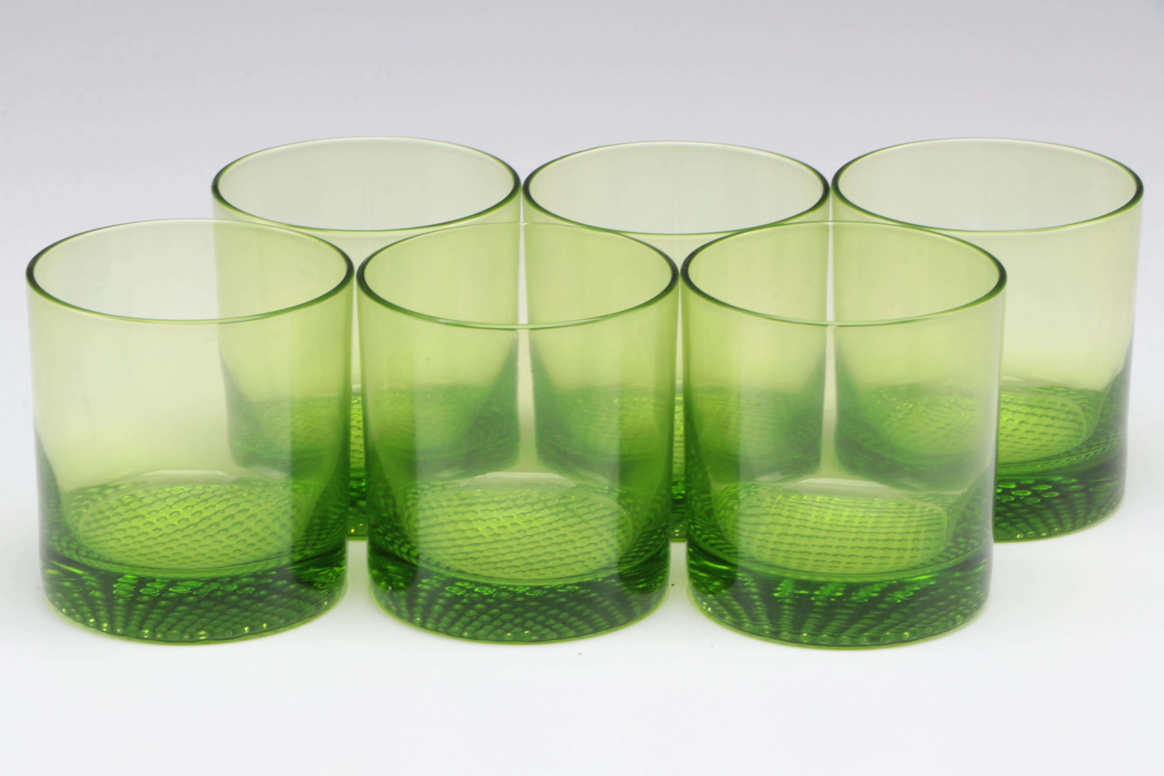 Green and Topaz Glass Tableware, Mid to Late 20th Century