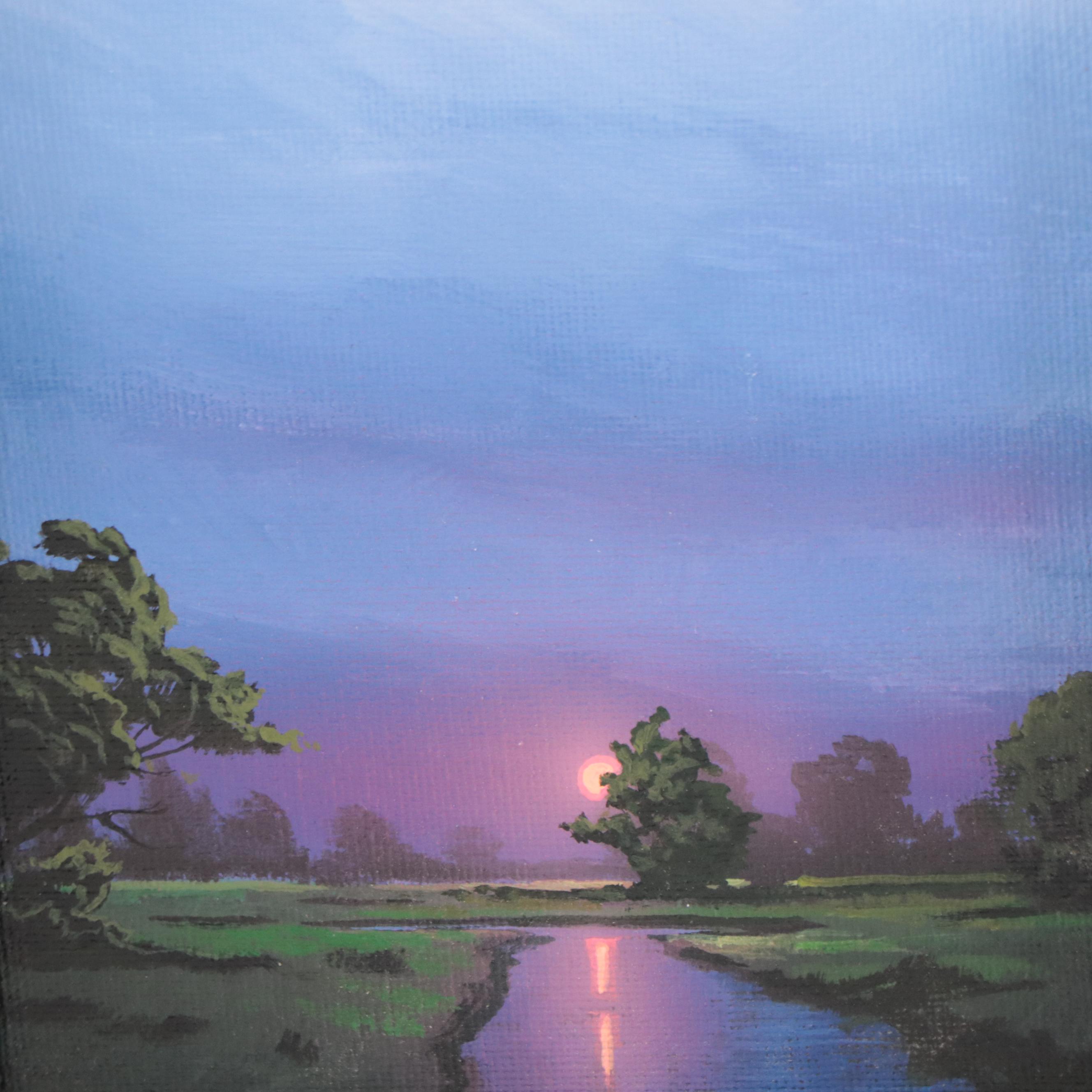 Douglas “Bumo” Johnpeer Oil Painting of Sunset Landscape