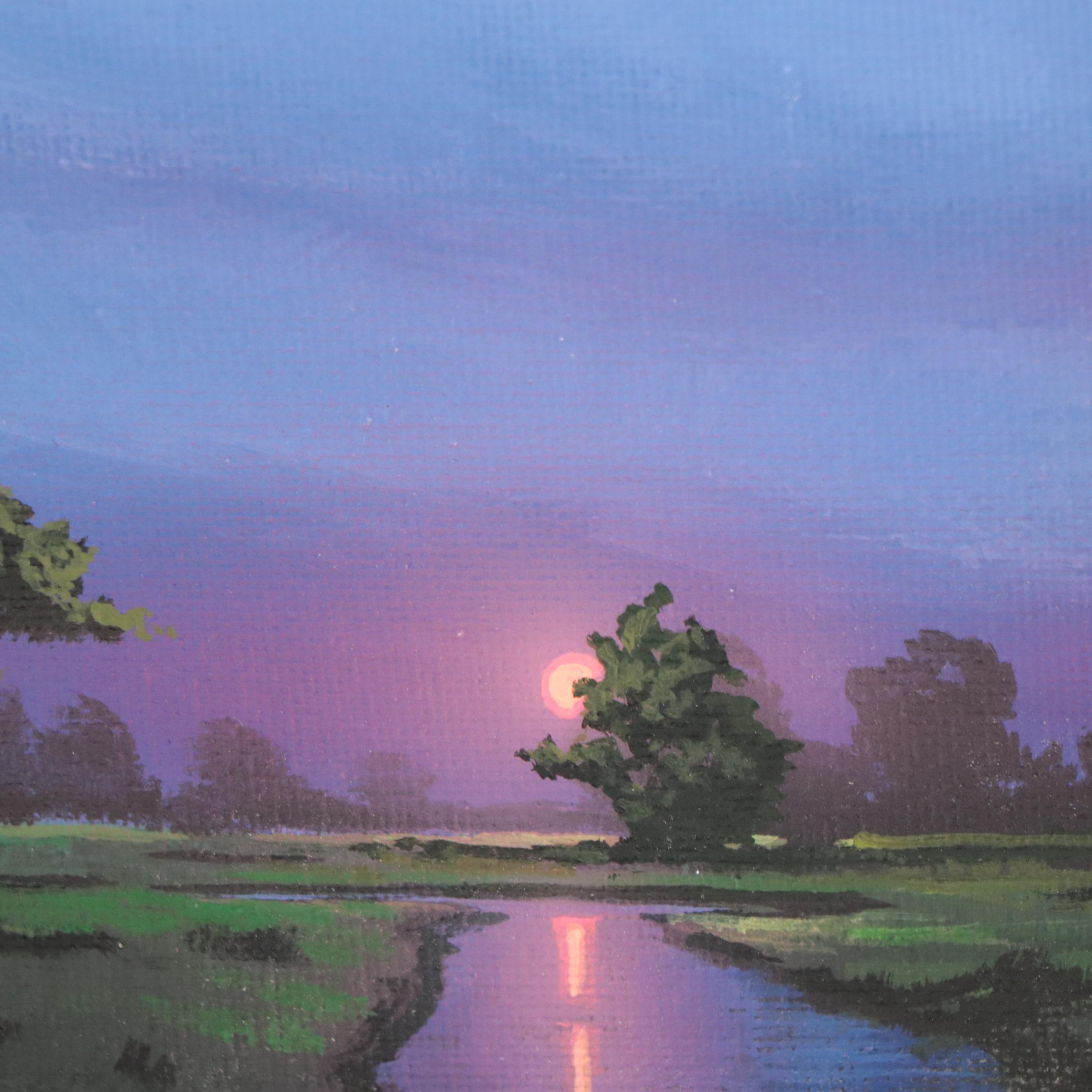 Douglas “Bumo” Johnpeer Oil Painting of Sunset Landscape