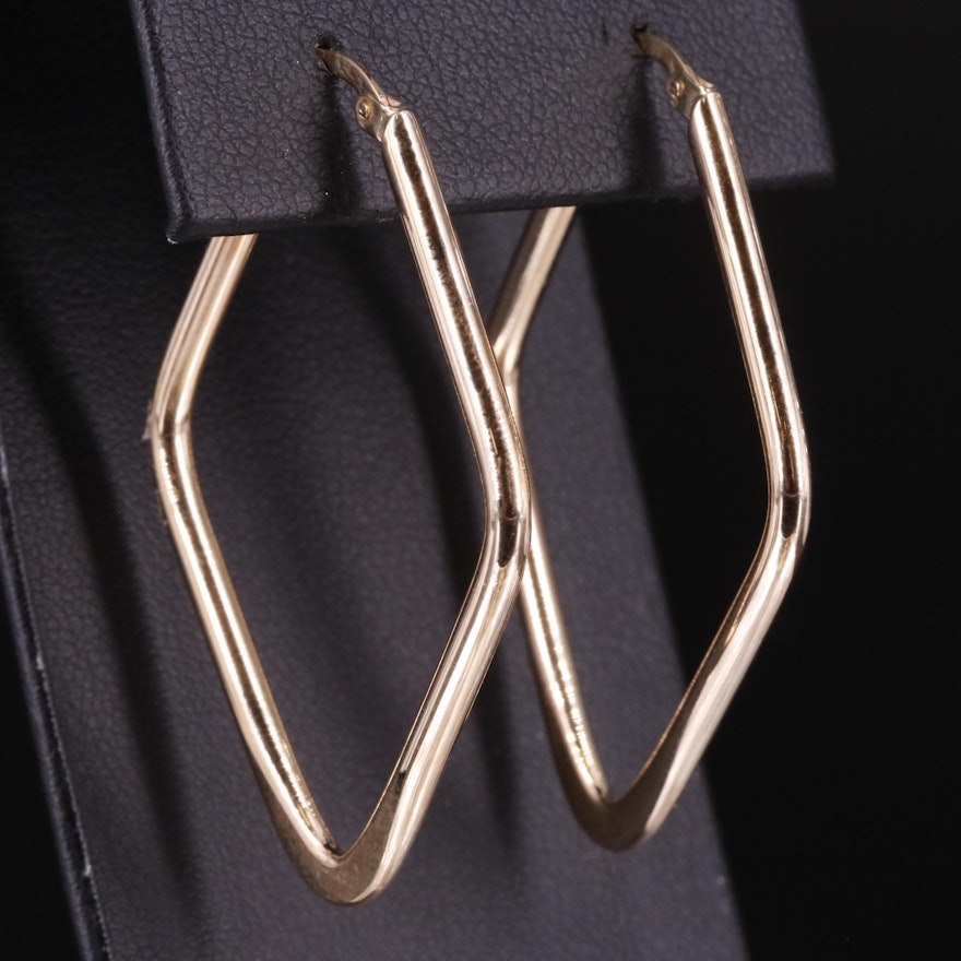 14K Angular Hoop Earrings