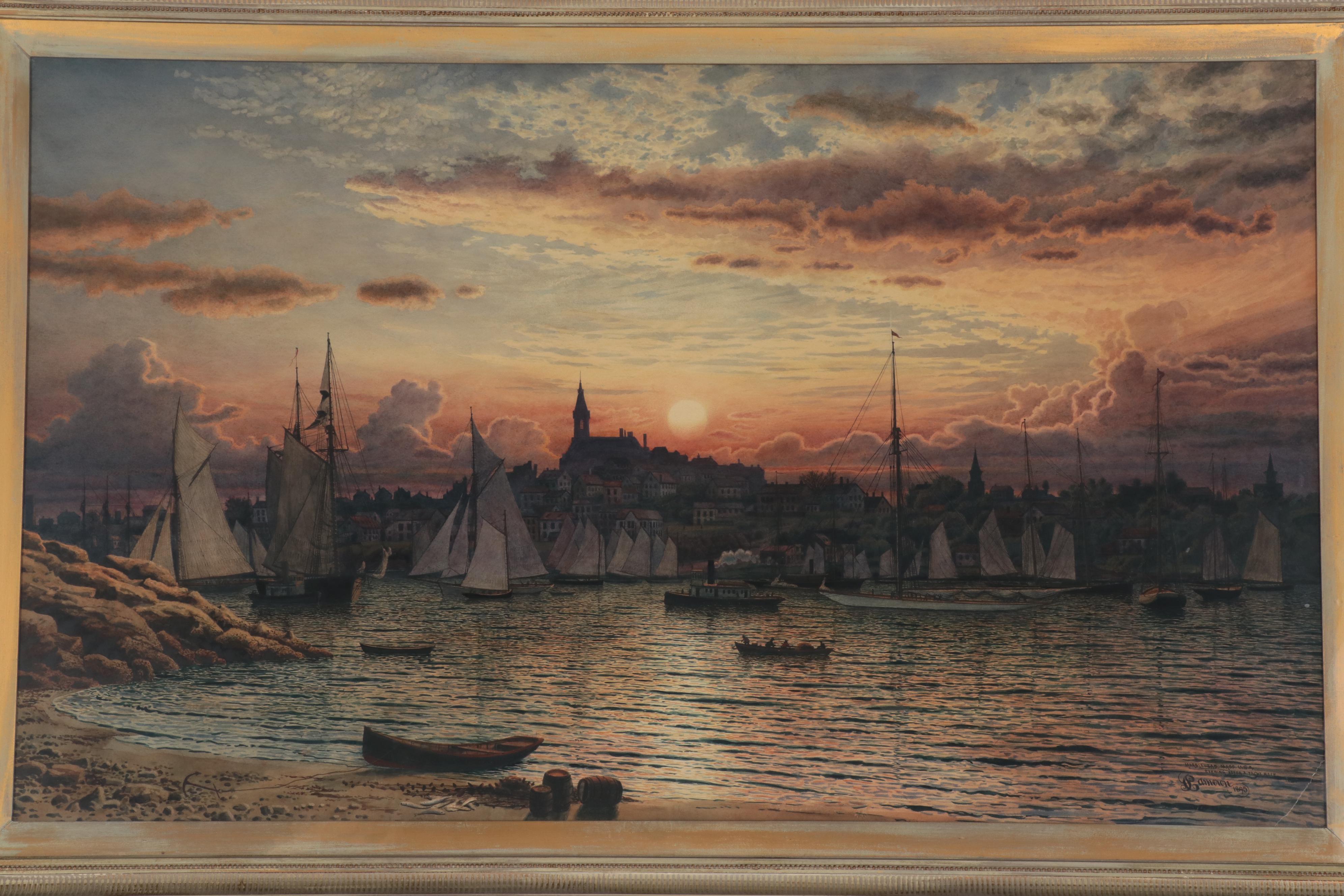 Peter Caledon Cameron Watercolor Painting "Evening After A Yacht Race," 1895