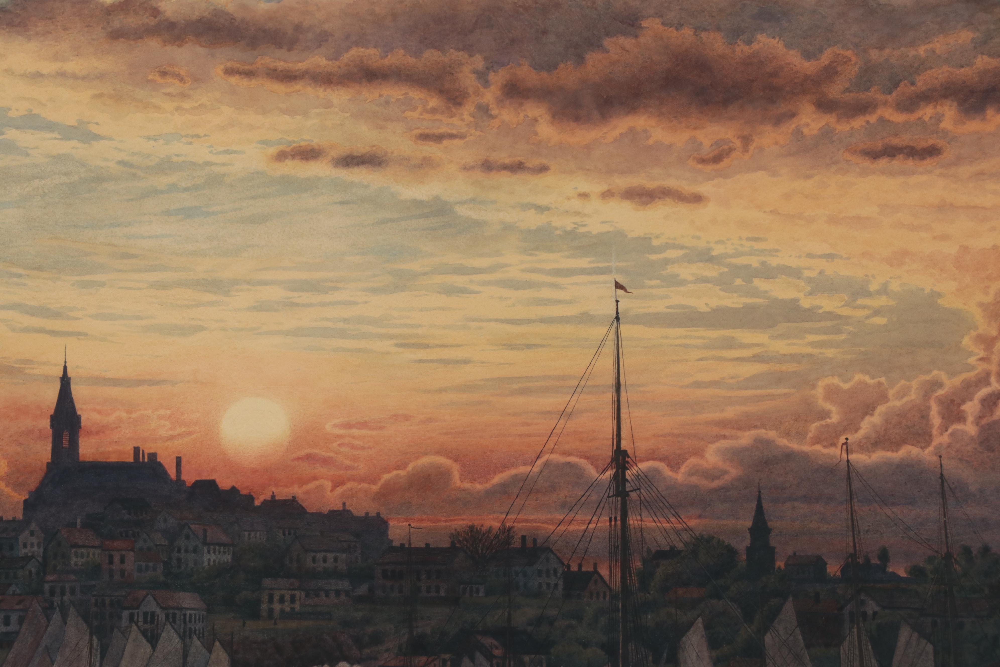 Peter Caledon Cameron Watercolor Painting "Evening After A Yacht Race," 1895