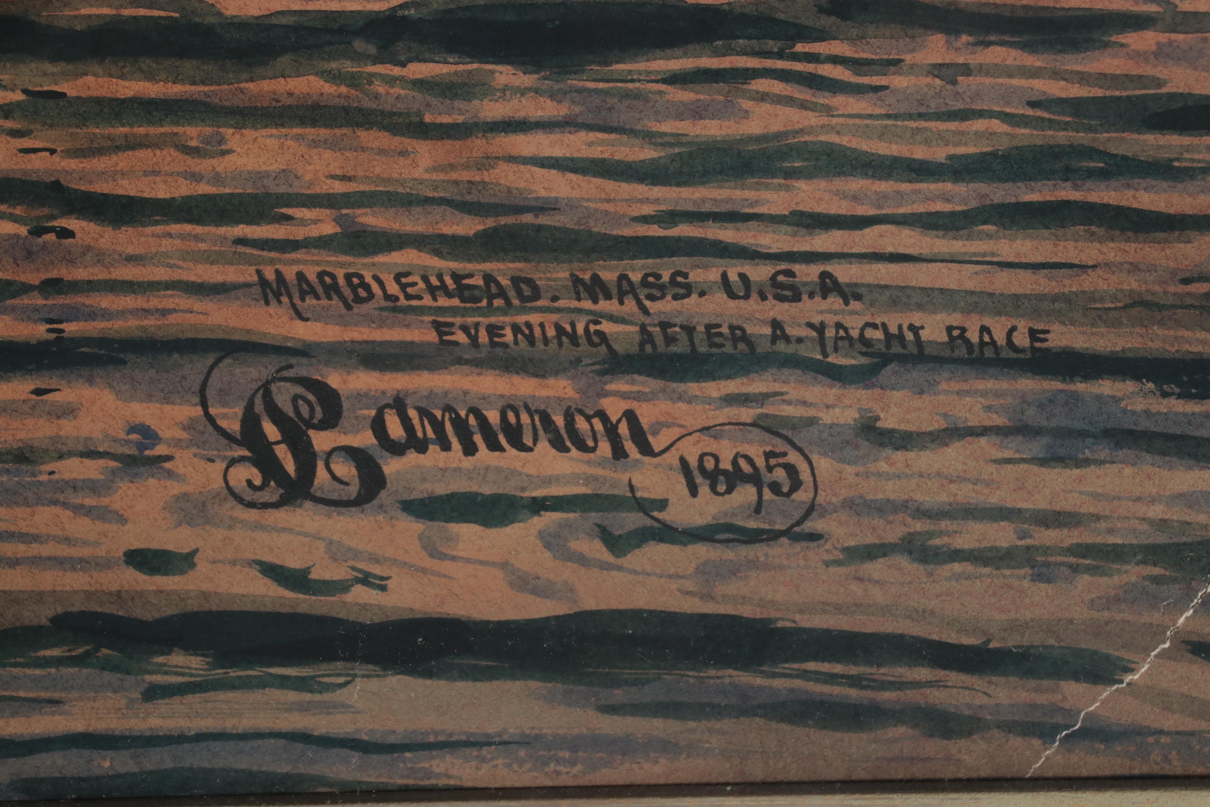 Peter Caledon Cameron Watercolor Painting "Evening After A Yacht Race," 1895