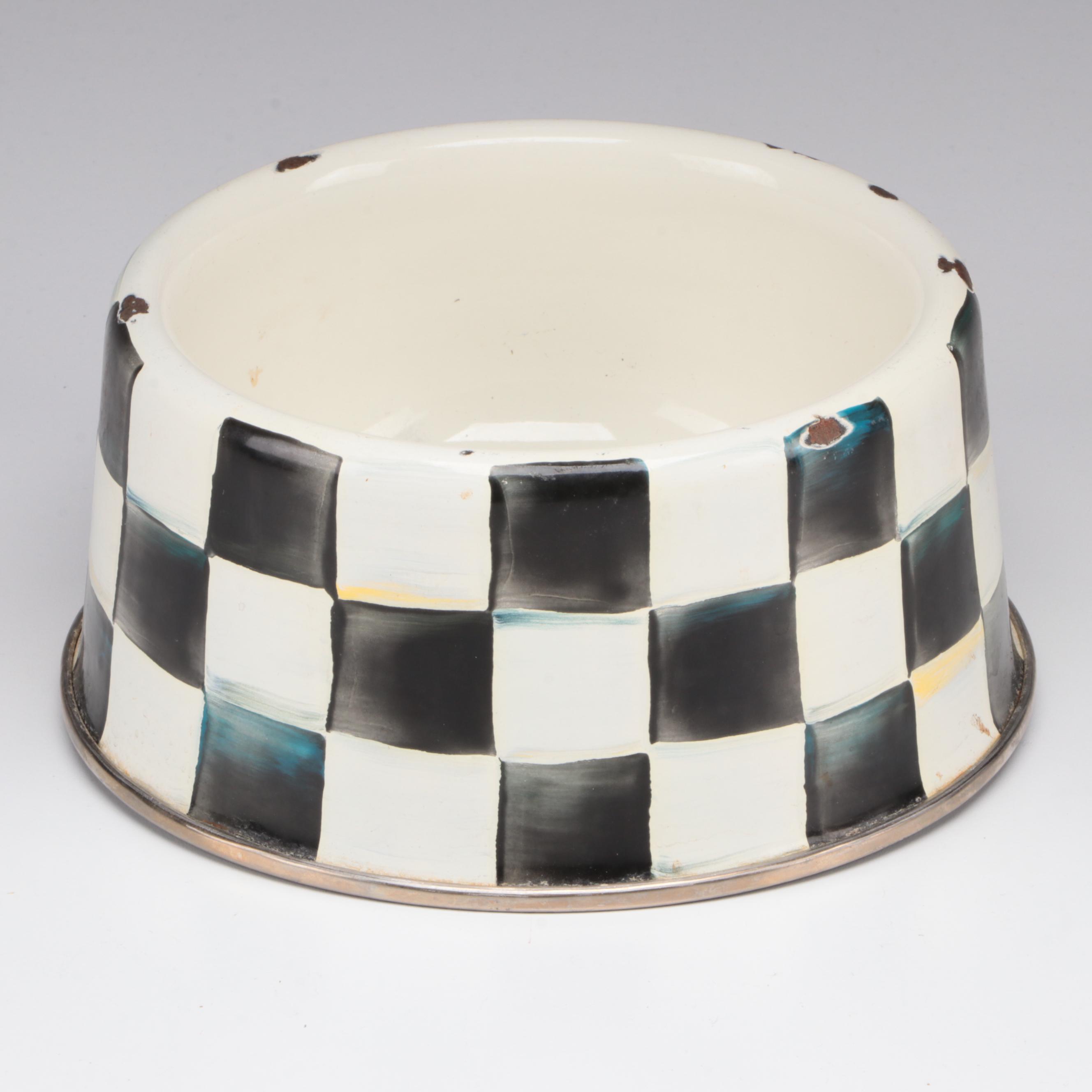 MacKenzie-Childs "Courtly Check" Enamelware Pet Food Bowl and Soap Dish