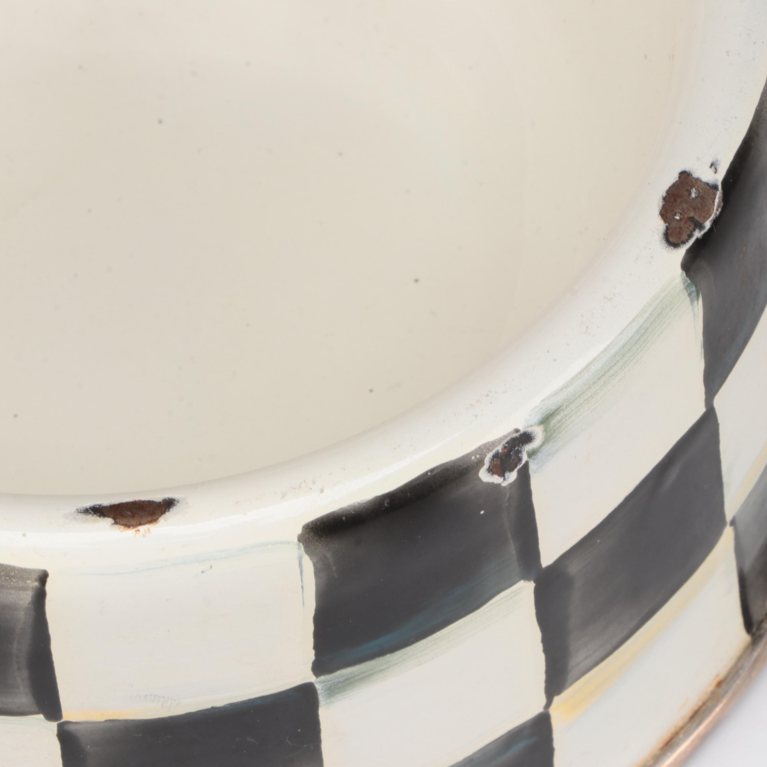 MacKenzie-Childs "Courtly Check" Enamelware Pet Food Bowl and Soap Dish