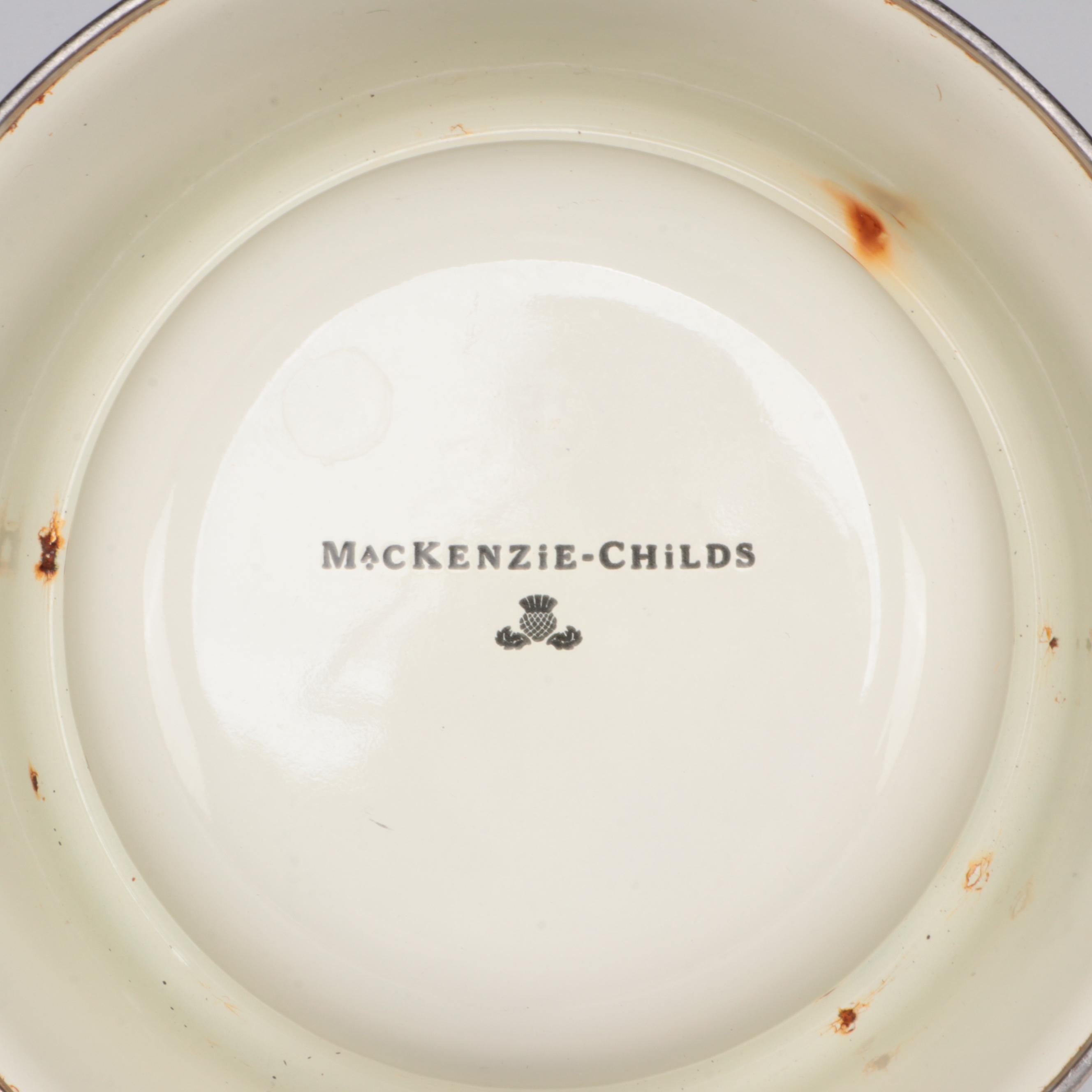 MacKenzie-Childs "Courtly Check" Enamelware Pet Food Bowl and Soap Dish