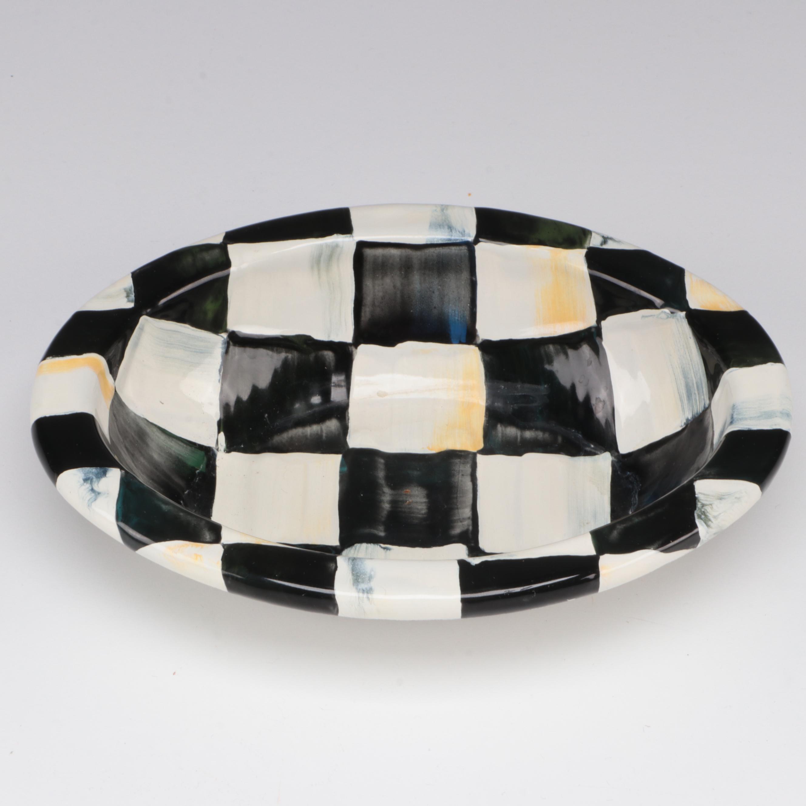MacKenzie-Childs "Courtly Check" Enamelware Pet Food Bowl and Soap Dish